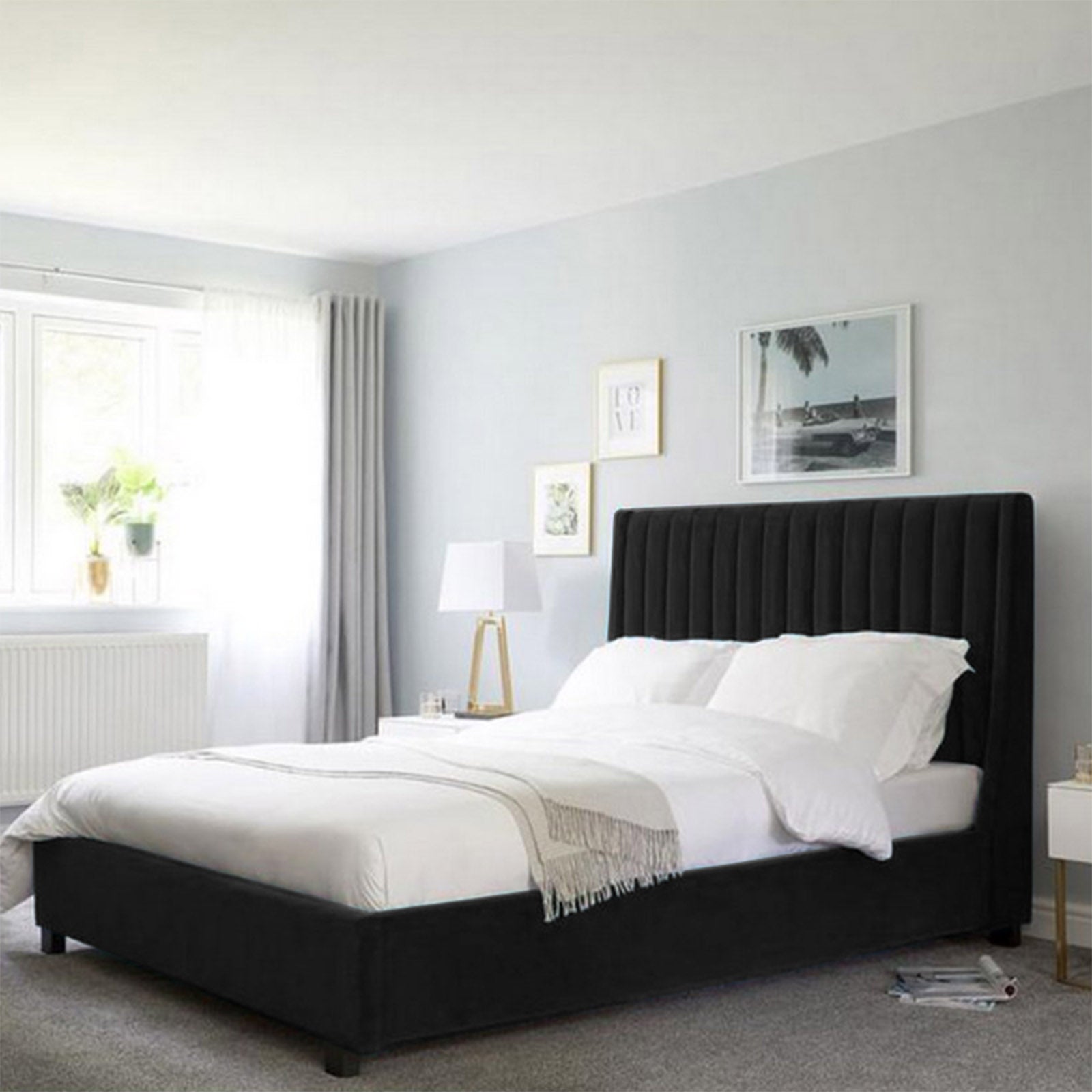 In House | Latiso Bed Frame Velvet Black 200x180