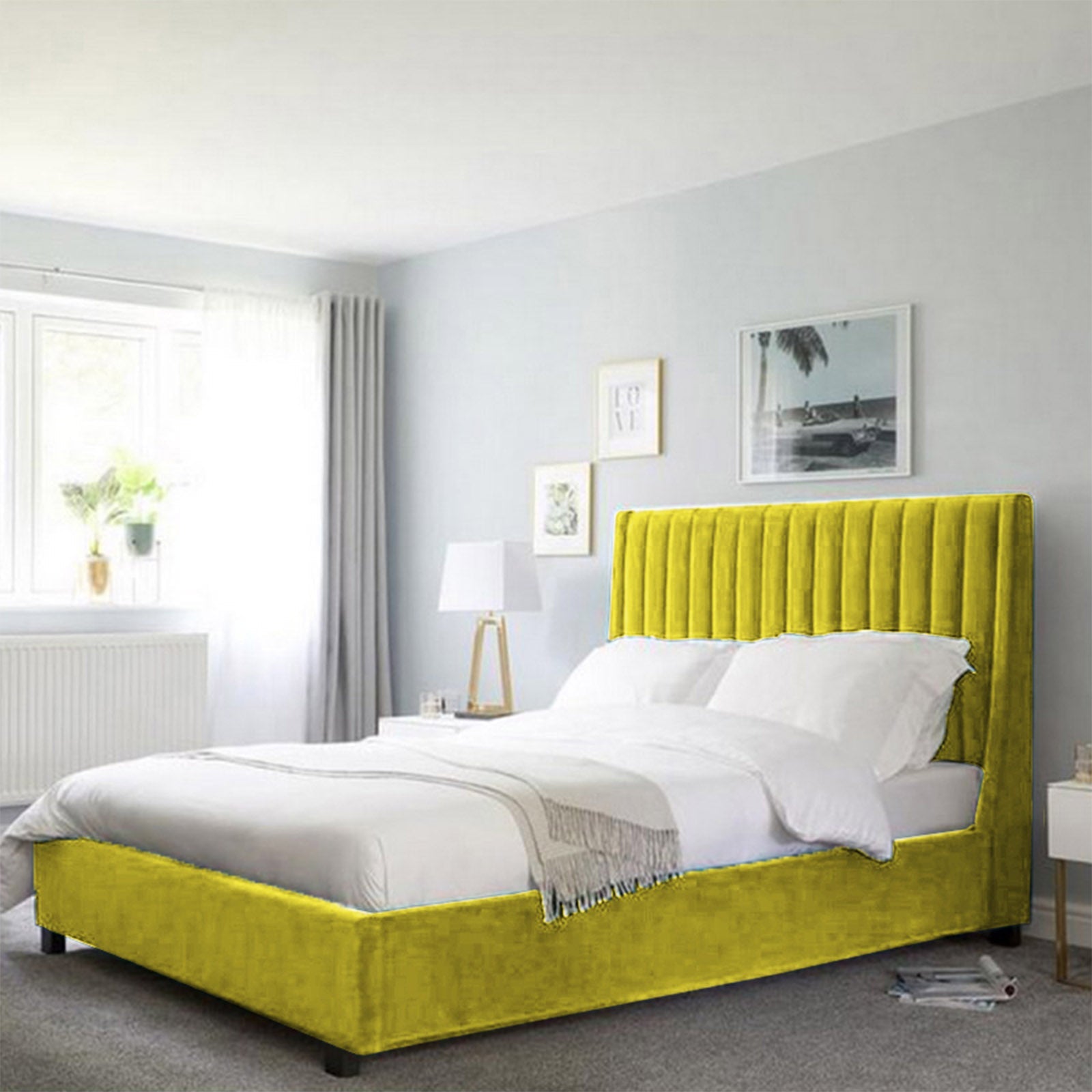 In House | Lombardia Bed Frame Velvet Gold 200x90