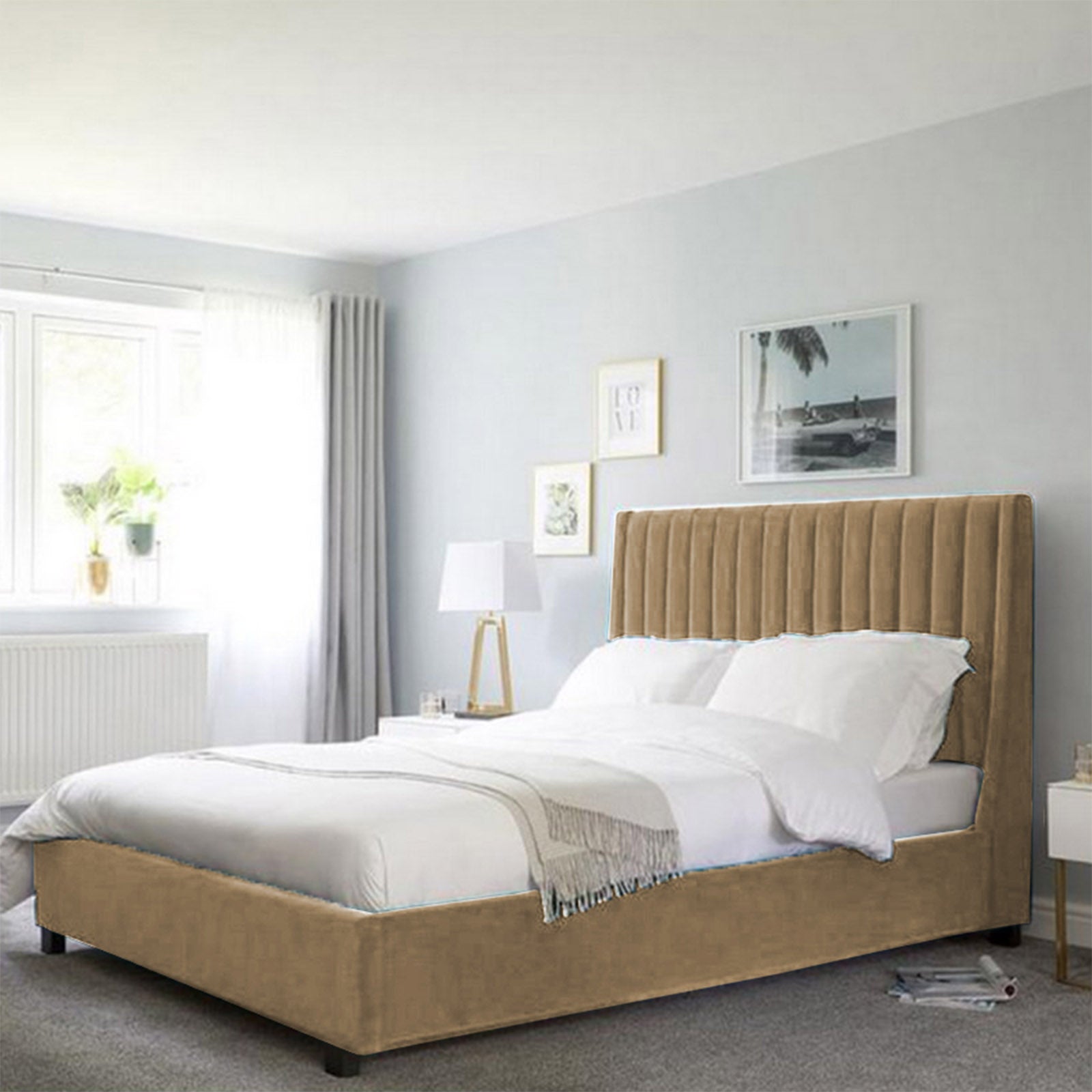 In House | Latiso Bed Frame Velvet Beige 200x200