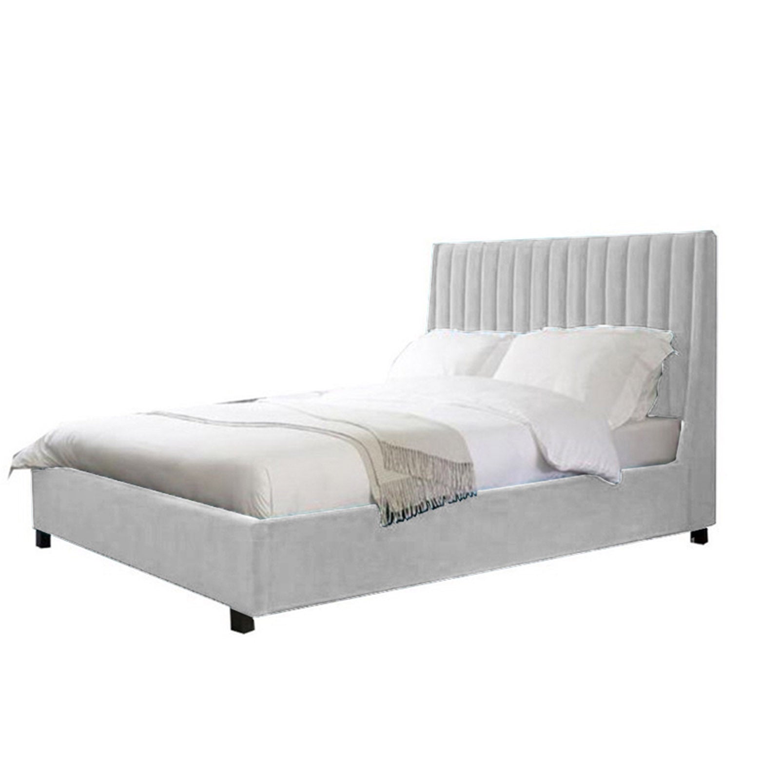 In House | Lombardia Bed Frame Velvet White 200x90