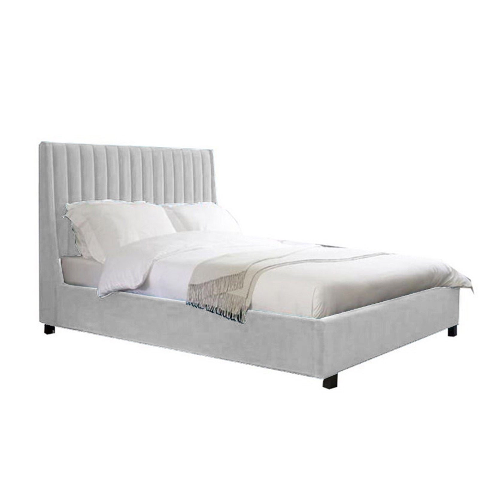 In House | Lombardia Bed Frame Velvet White 200x90