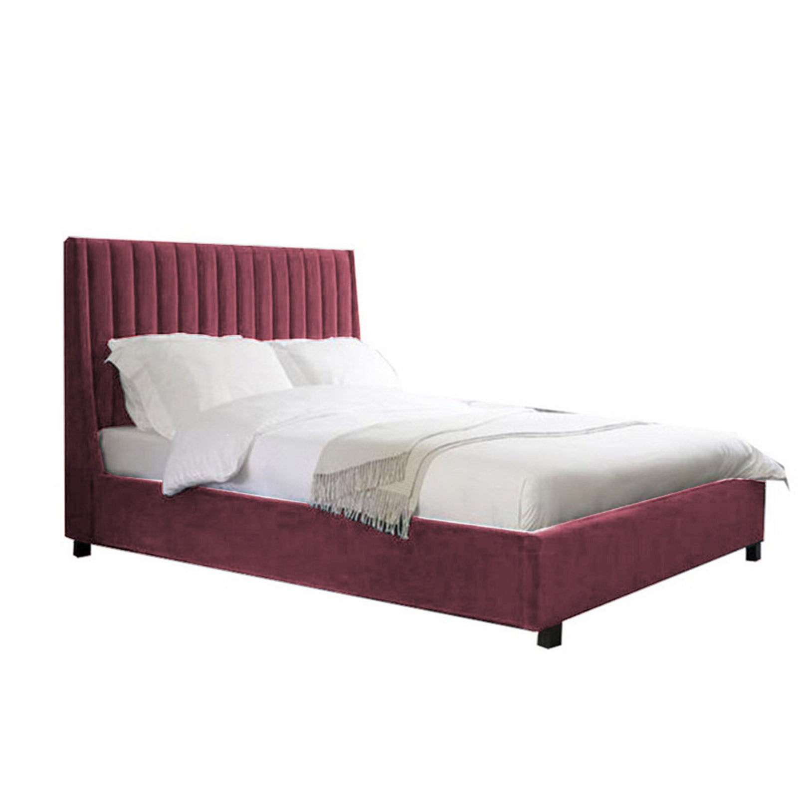 In House | Lombardia Bed Frame Velvet Dark Pink 200x90