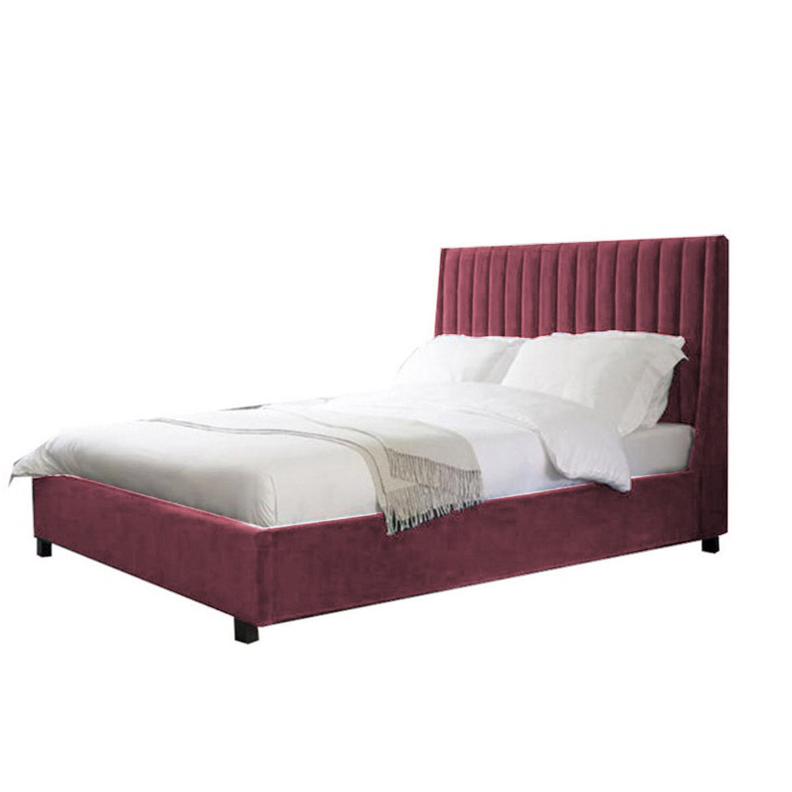 In House | Latiso Bed Frame Velvet Dark Pink 200x180