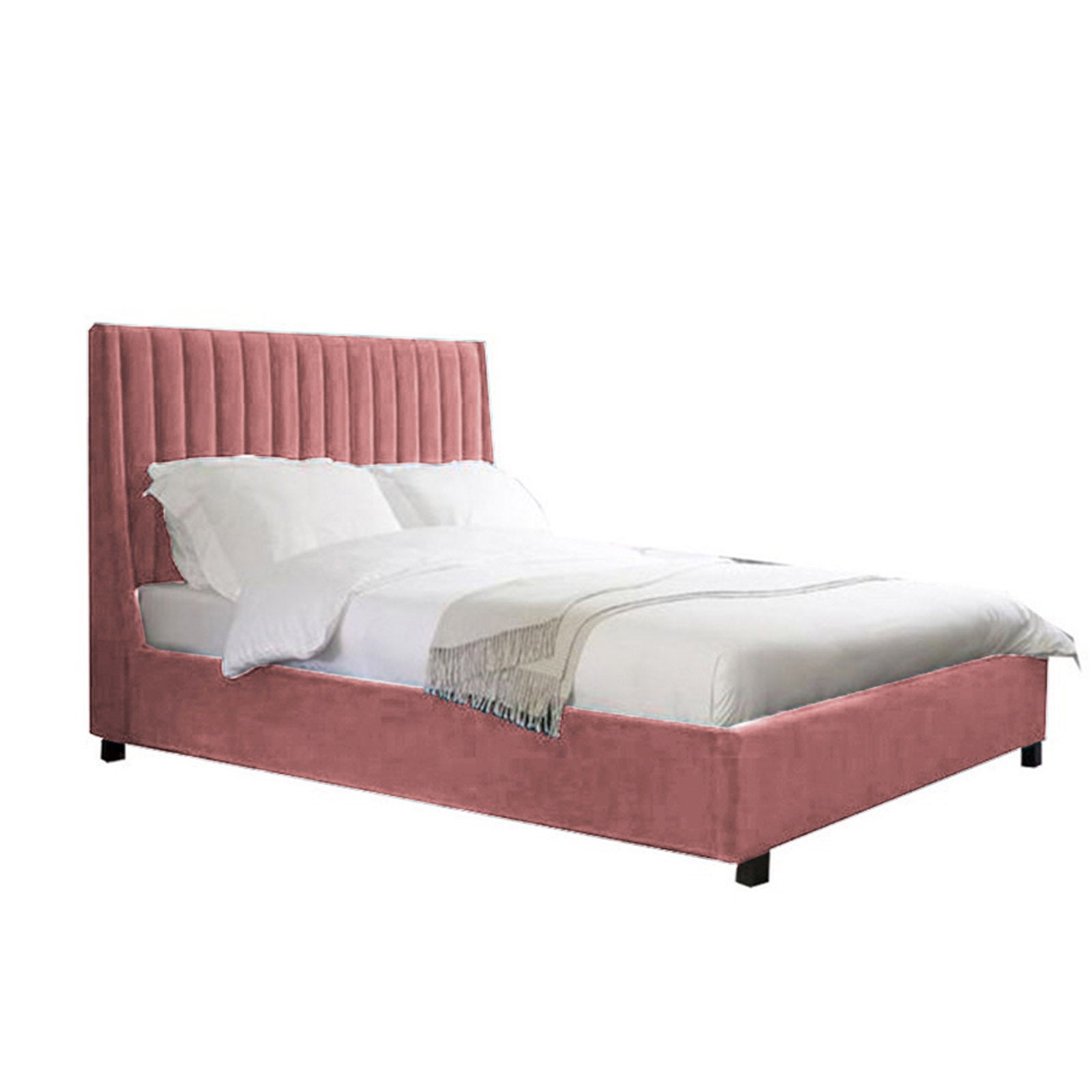 In House | Latiso Bed Frame Velvet Light Pink 200x160