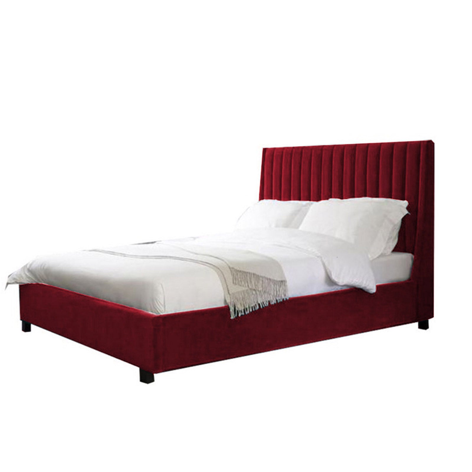In House | Lombardia Bed Frame Velvet Burgundy 200x90