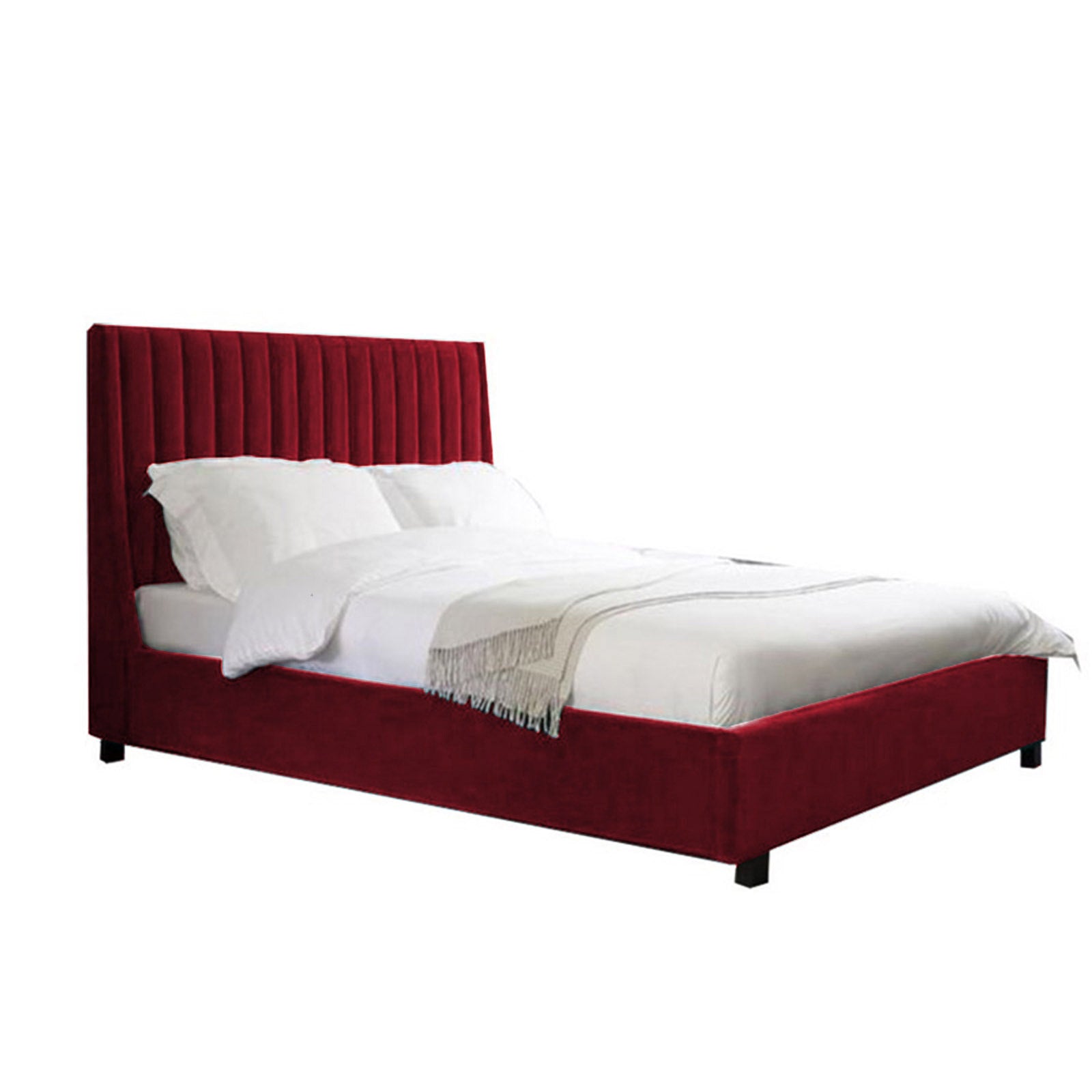 In House | Lombardia Bed Frame Velvet Burgundy 200x90