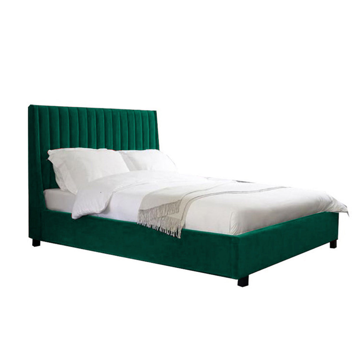 In House | Latiso Bed Frame Velvet Dark Green 200x140