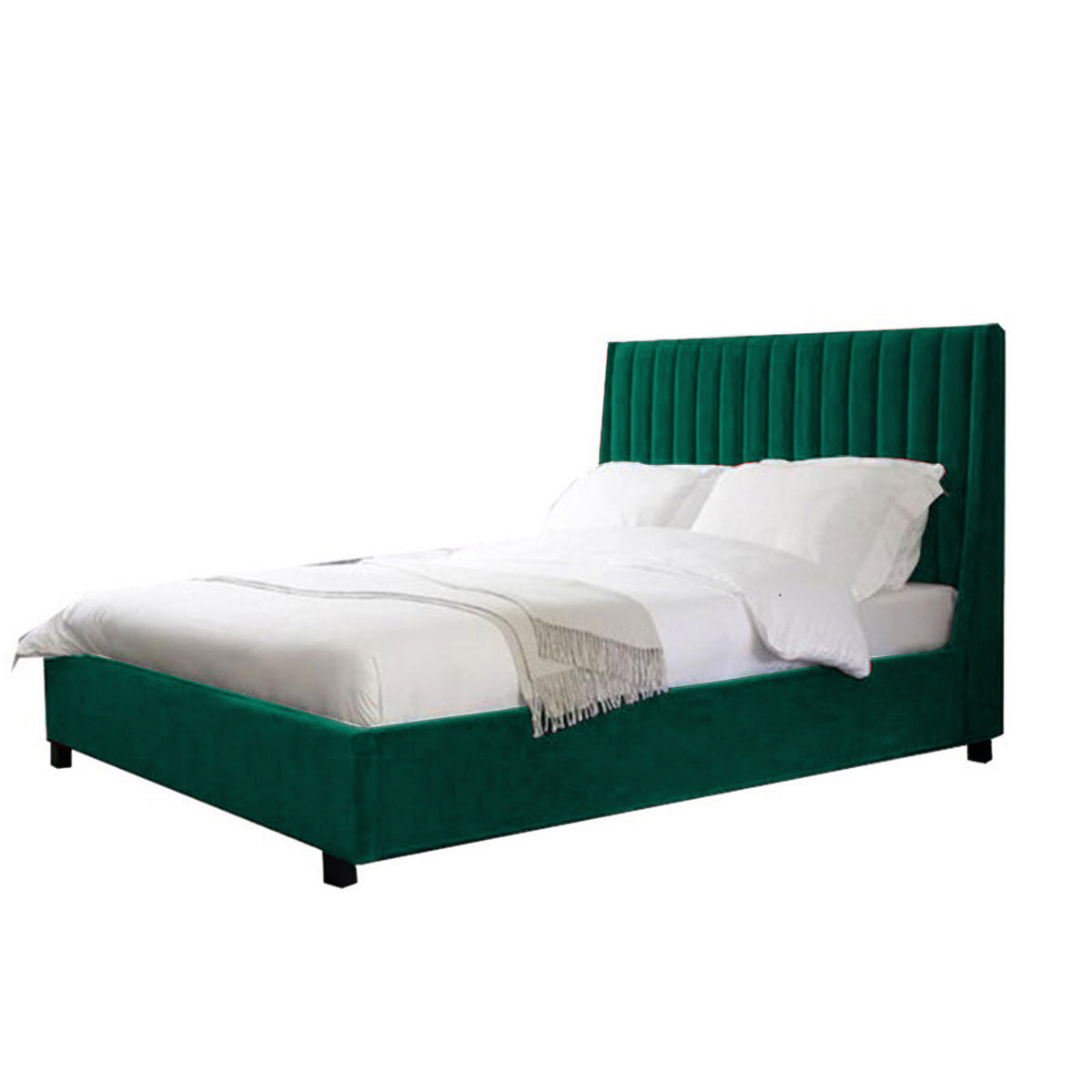 In House | Latiso Bed Frame Velvet Dark Green 200x140