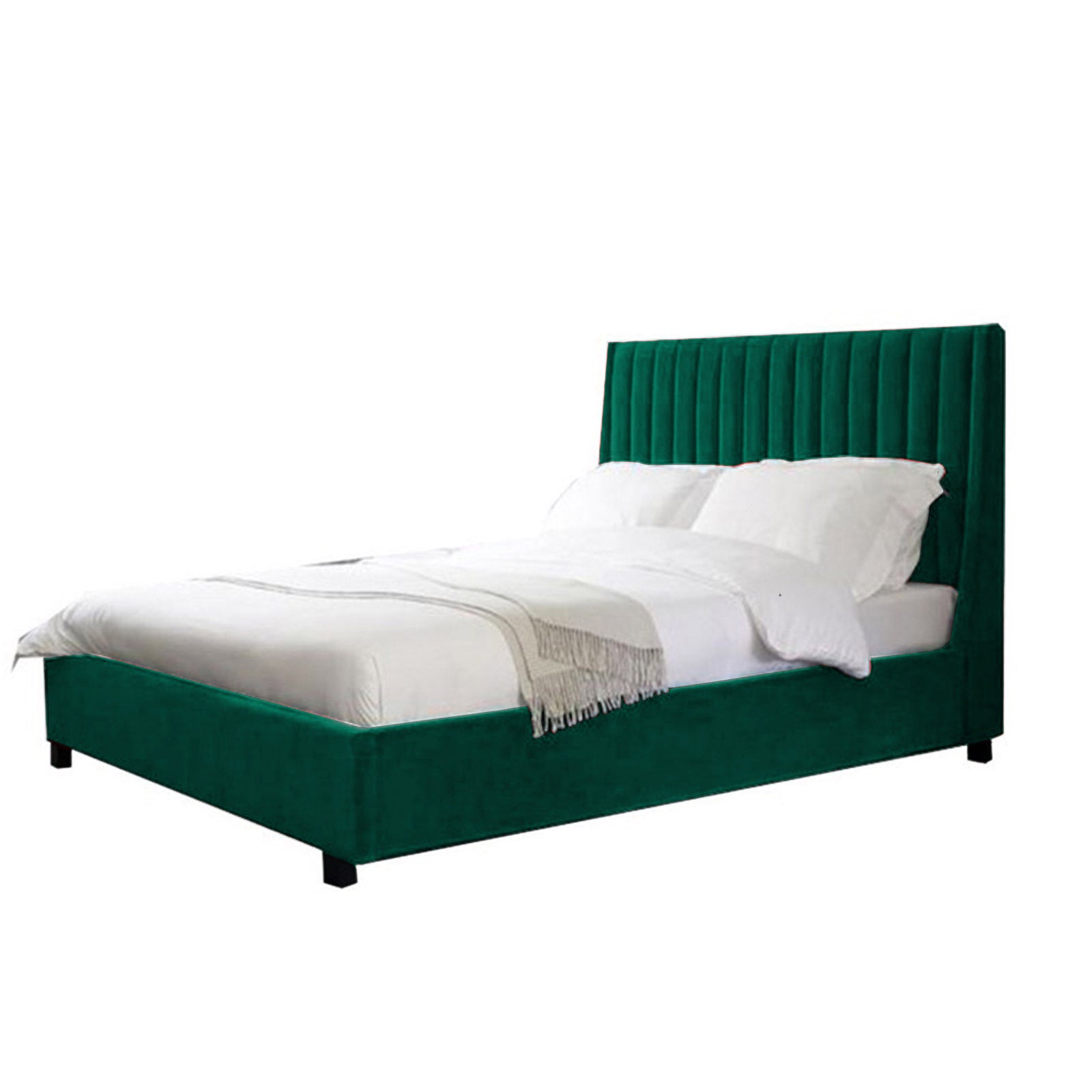 In House | Latiso Bed Frame Velvet Dark Green 200x180