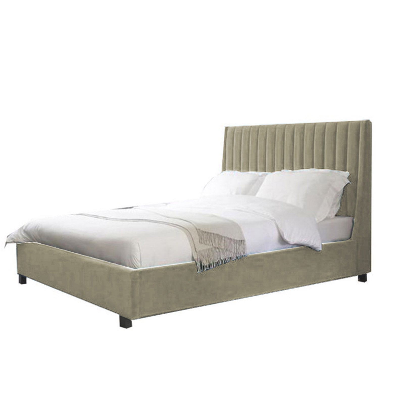 In House | Lombardia Bed Frame Velvet Ivory 200x90