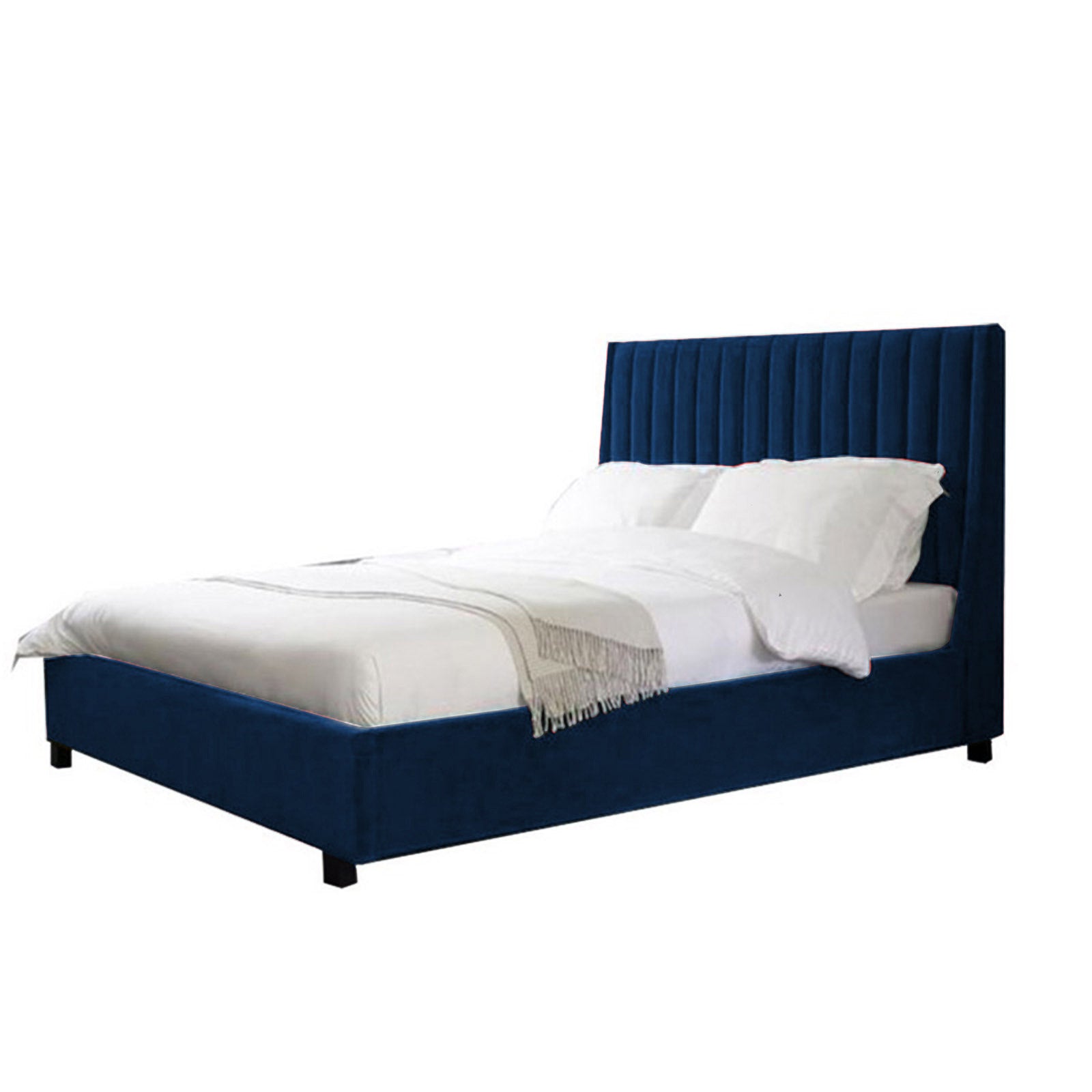 In House | Lombardia Bed Frame Velvet Dark Blue 200x90