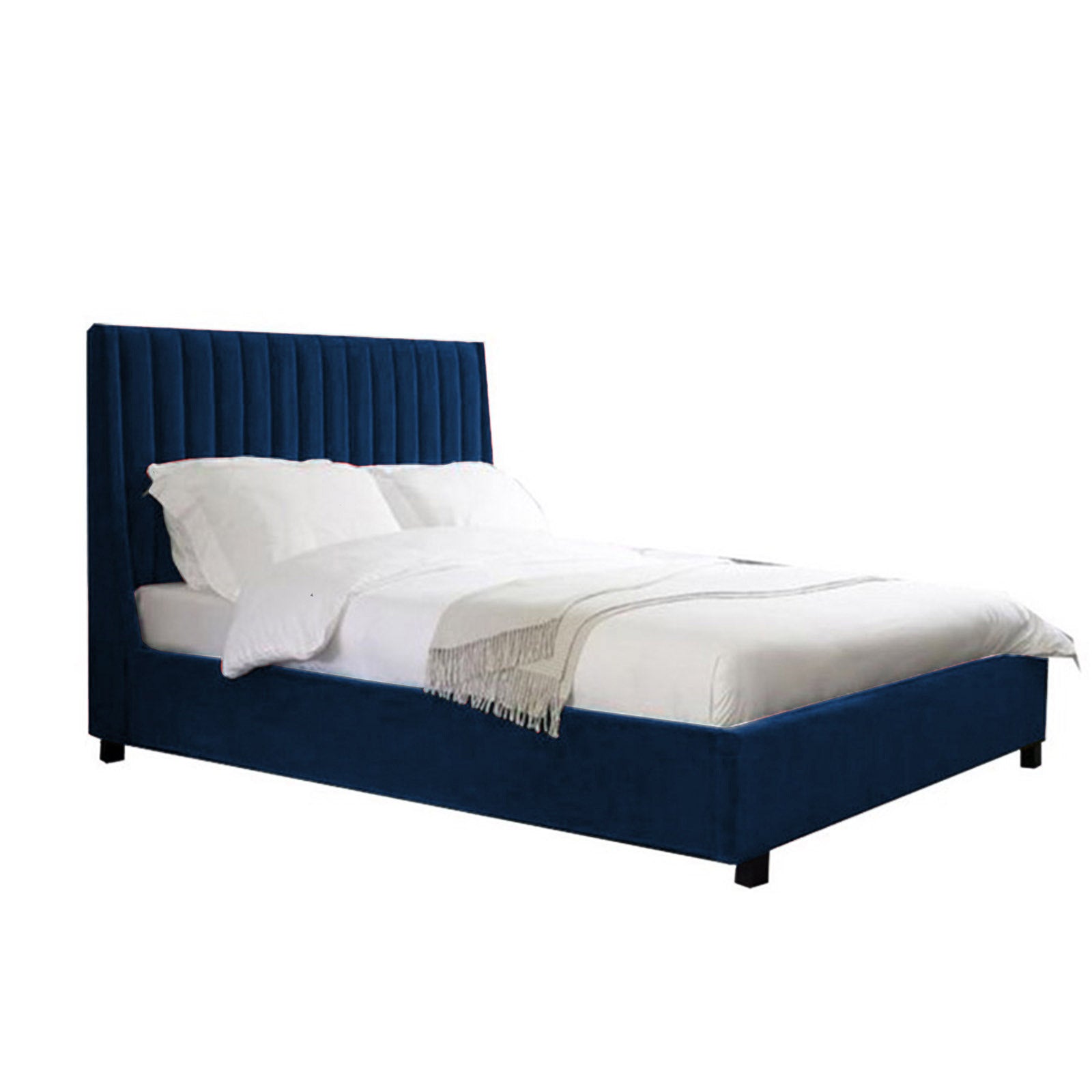 In House | Lombardia Bed Frame Velvet Dark Blue 200x90