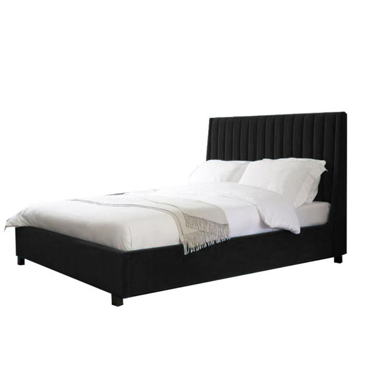 In House | Latiso Bed Frame Velvet Black 200x140