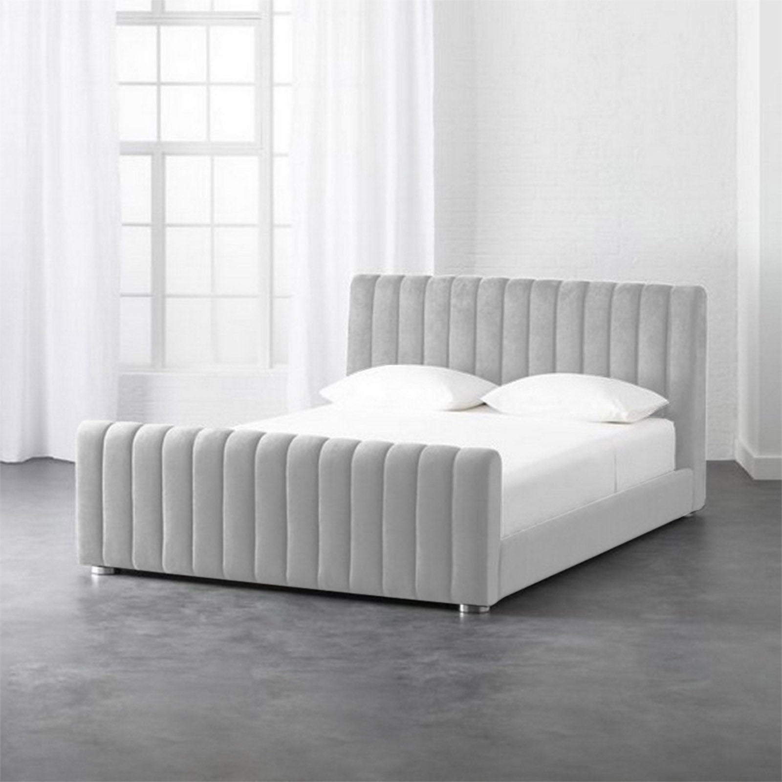 In House | Lombardia Bed Frame Velvet White 200x180