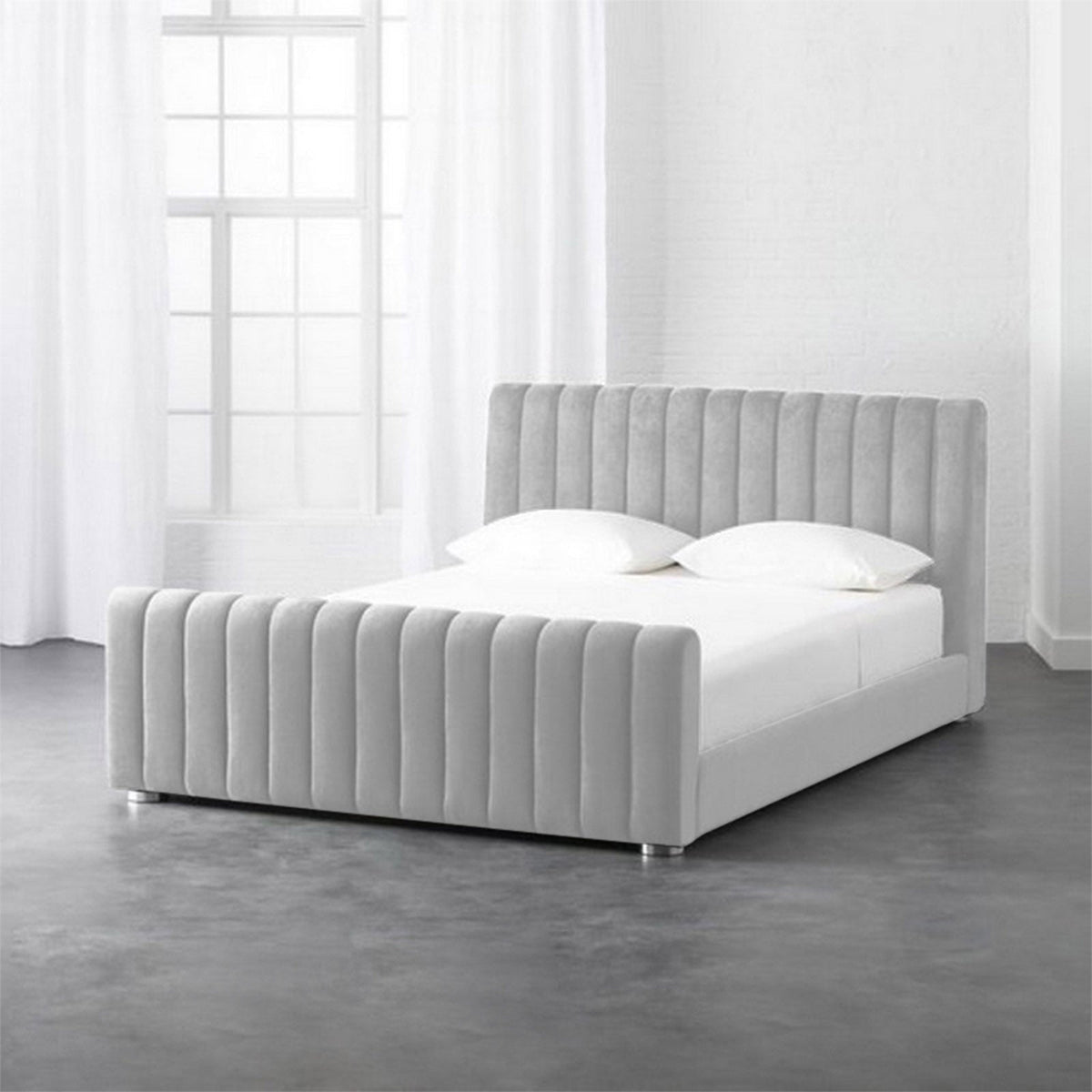 In House | Lombardia Bed Frame Velvet White 200x100