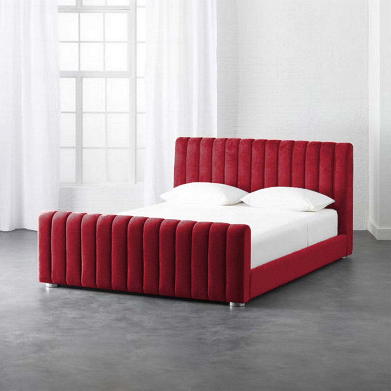 In House | Lombardia Bed Frame Velvet Burgundy 200x150