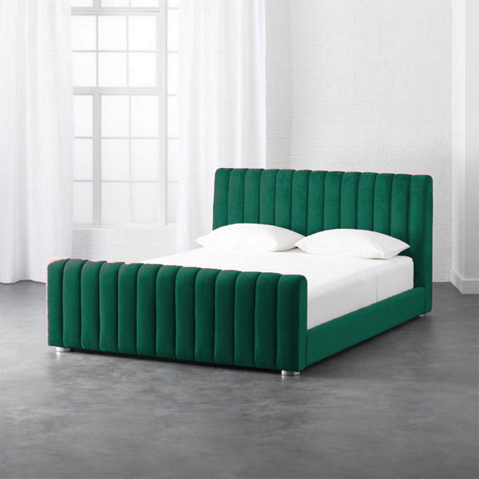 In House | Lombardia Bed Frame Velvet Dark Green 200x150