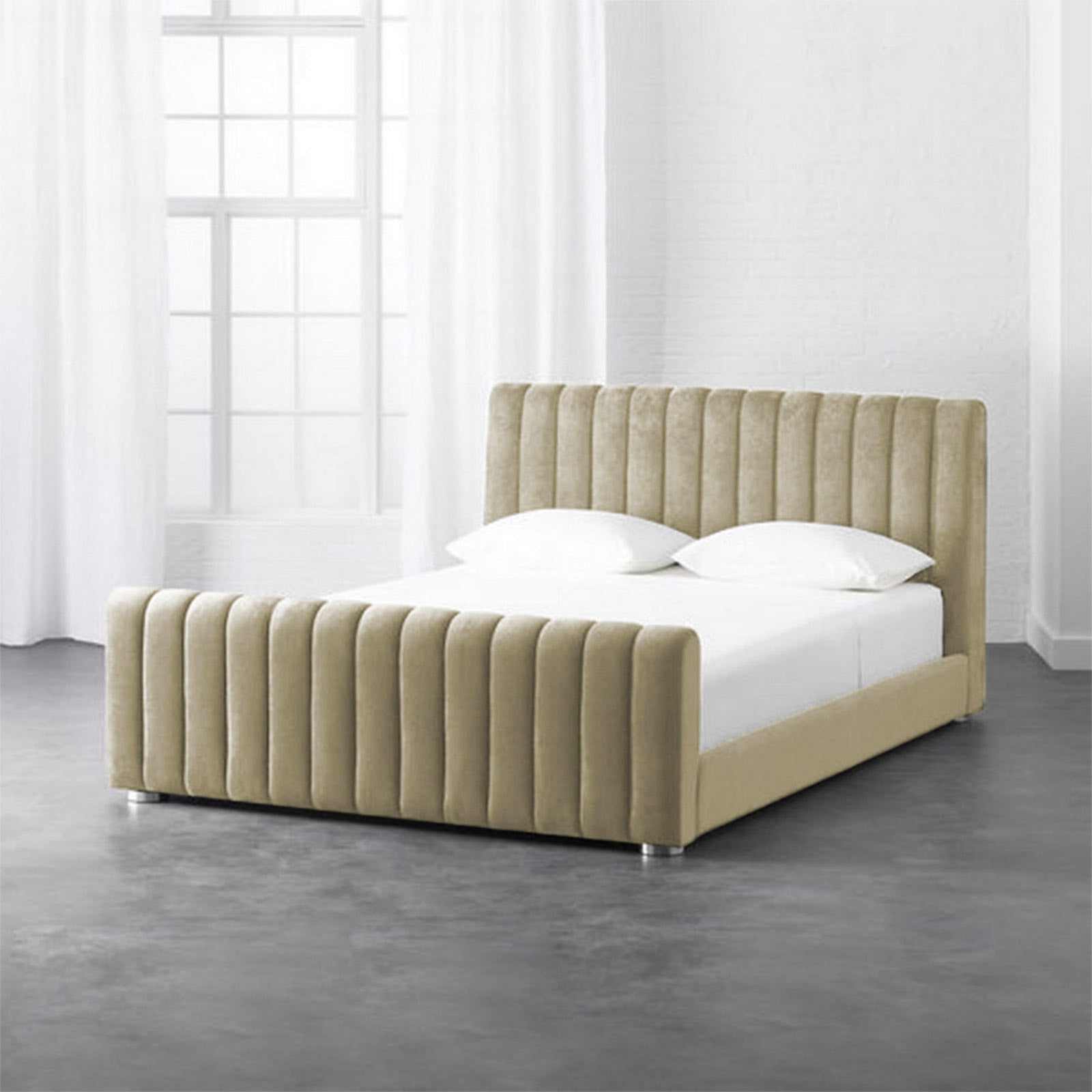 In House | Lombardia Bed Frame Velvet Ivory 200x200