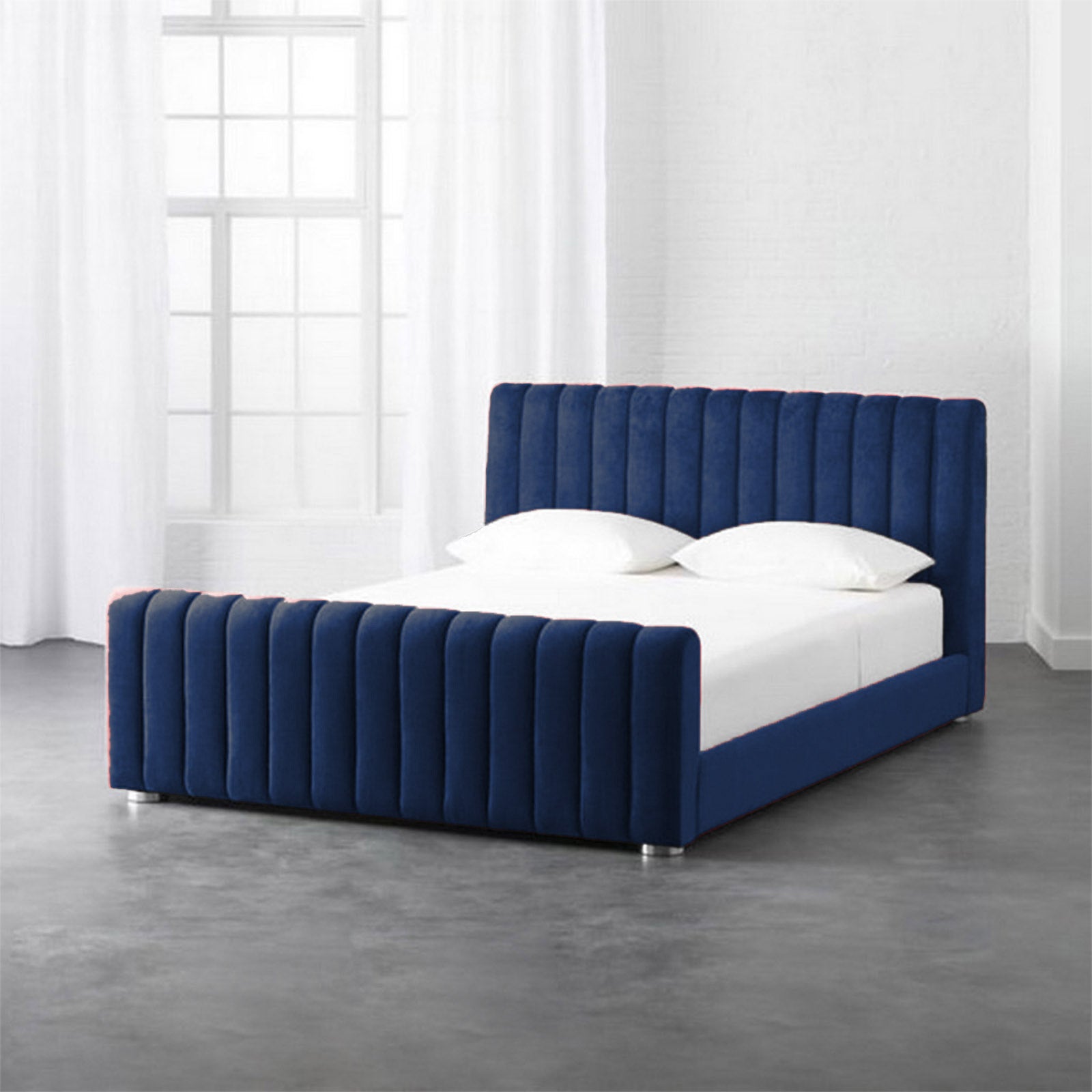 In House | Lombardia Bed Frame Velvet Dark Blue 200x200