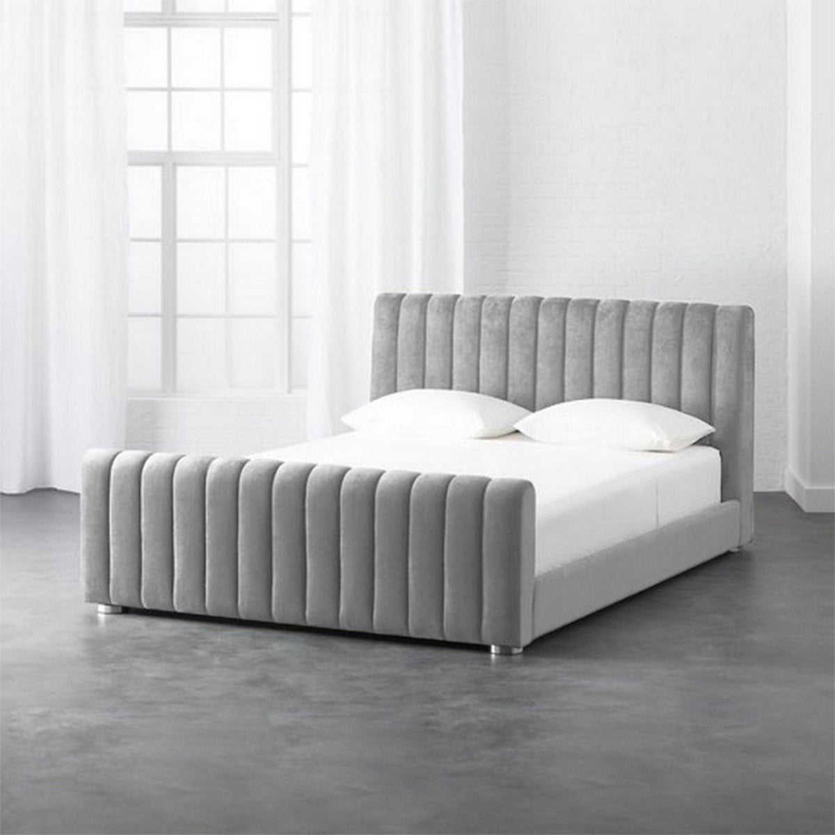 In House | Lombardia Bed Frame Velvet Grey 200x100