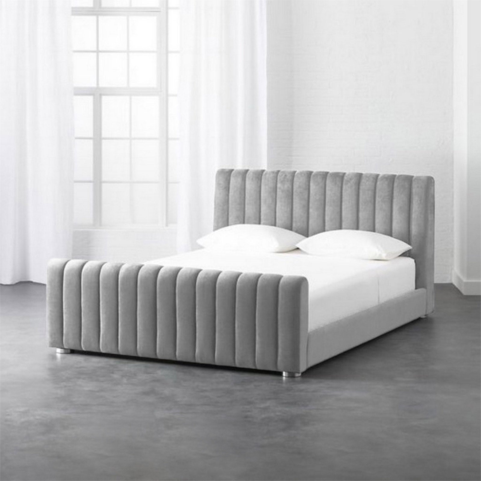 In House | Lombardia Bed Frame Velvet Grey 200x160