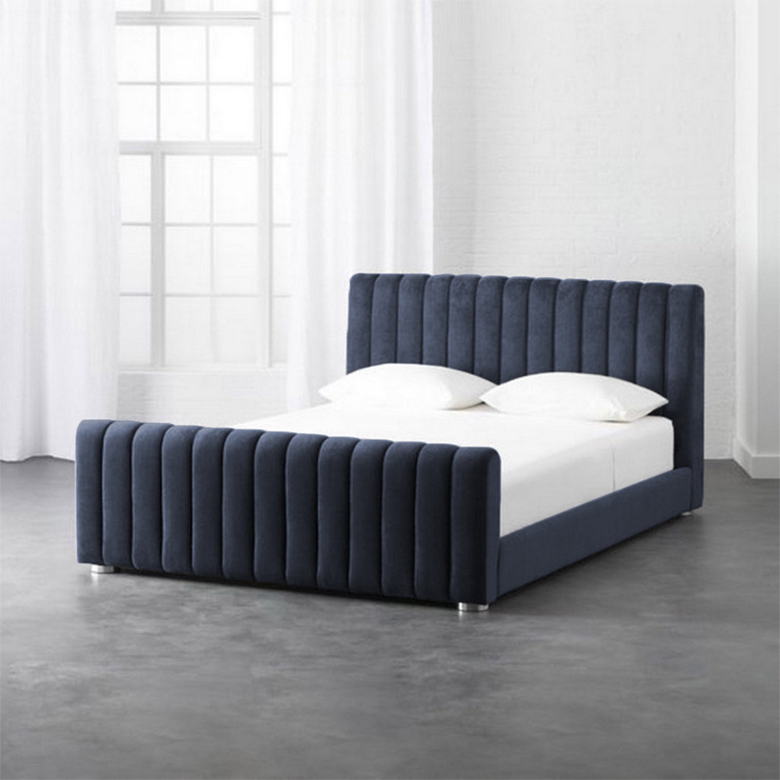 In House | Lombardia Bed Frame Velvet Dark Grey 200x120