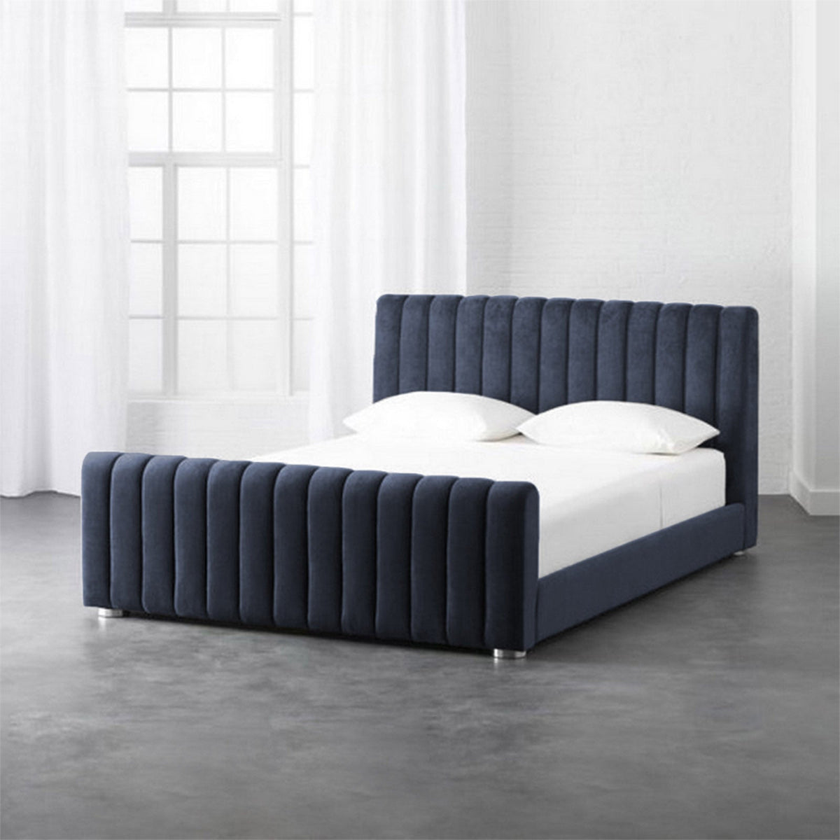 In House | Lombardia Bed Frame Velvet Dark Grey 200x200