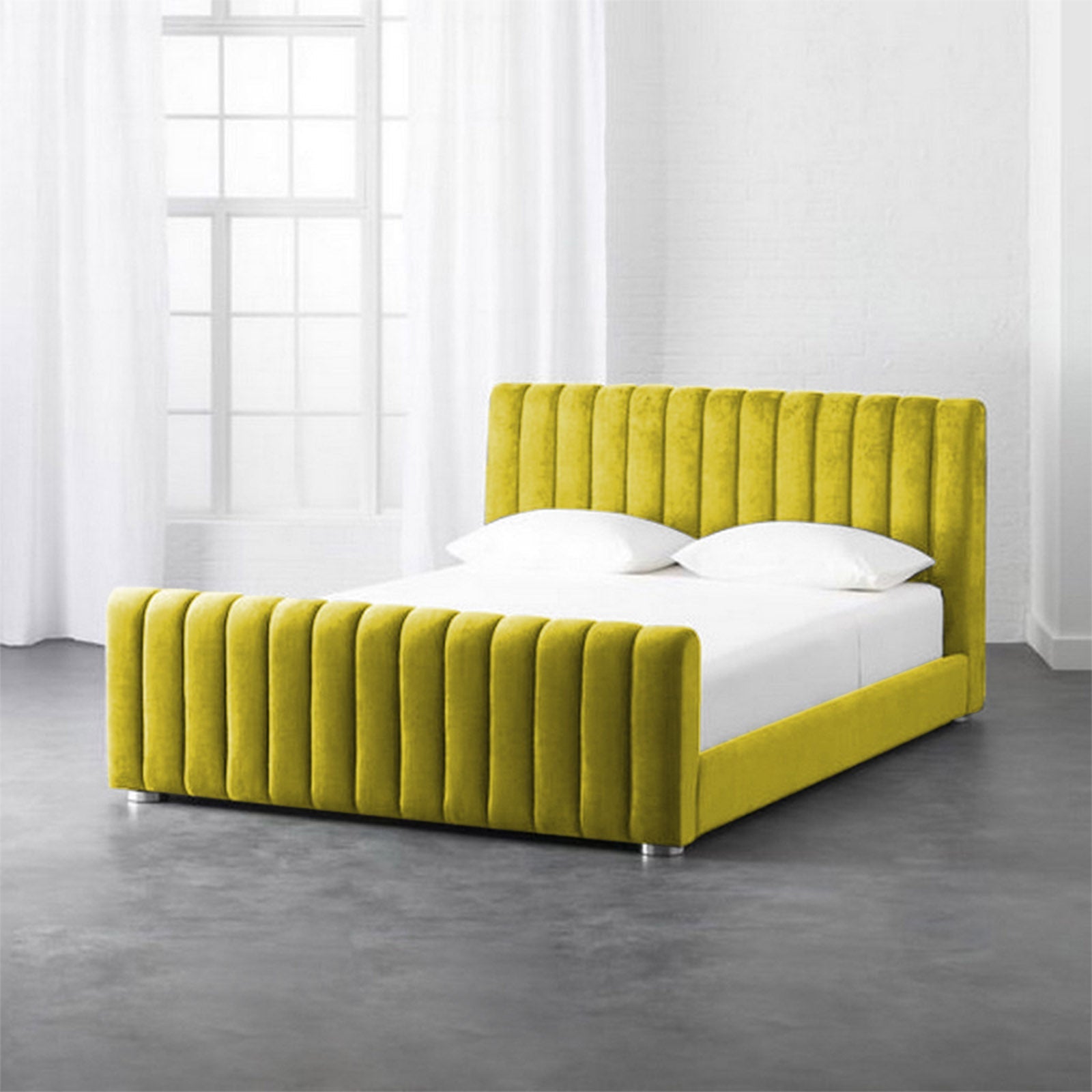 In House | Lombardia Bed Frame Velvet Gold 200x200