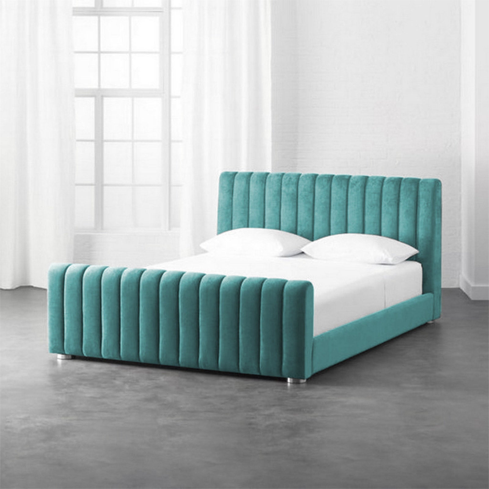 In House | Lombardia Bed Frame Velvet Turquoise 200x120