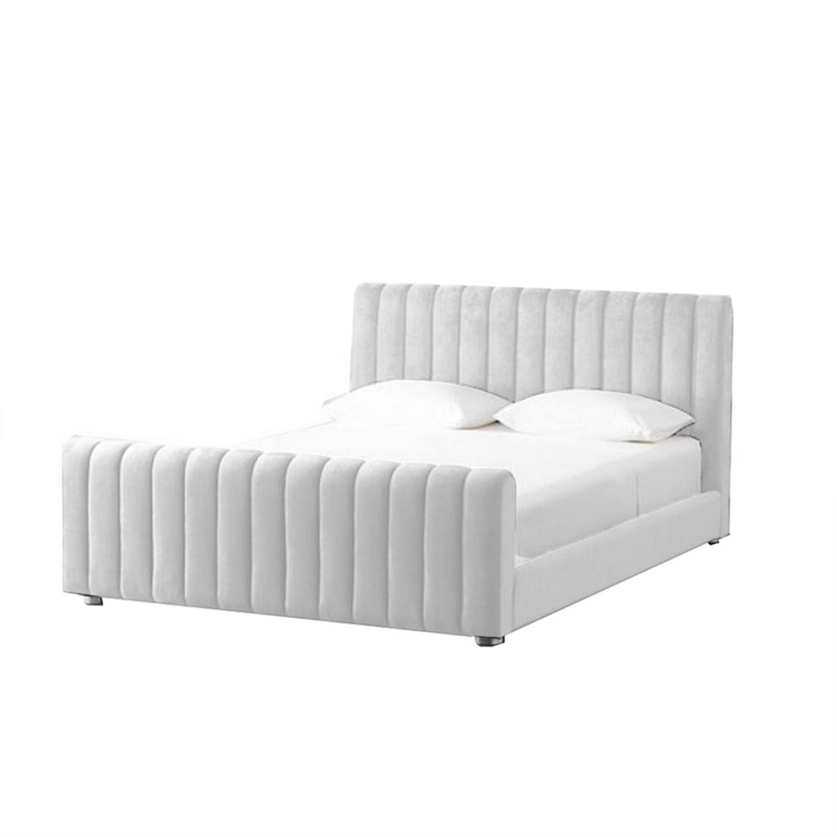 In House | Lombardia Bed Frame Velvet White 200x100
