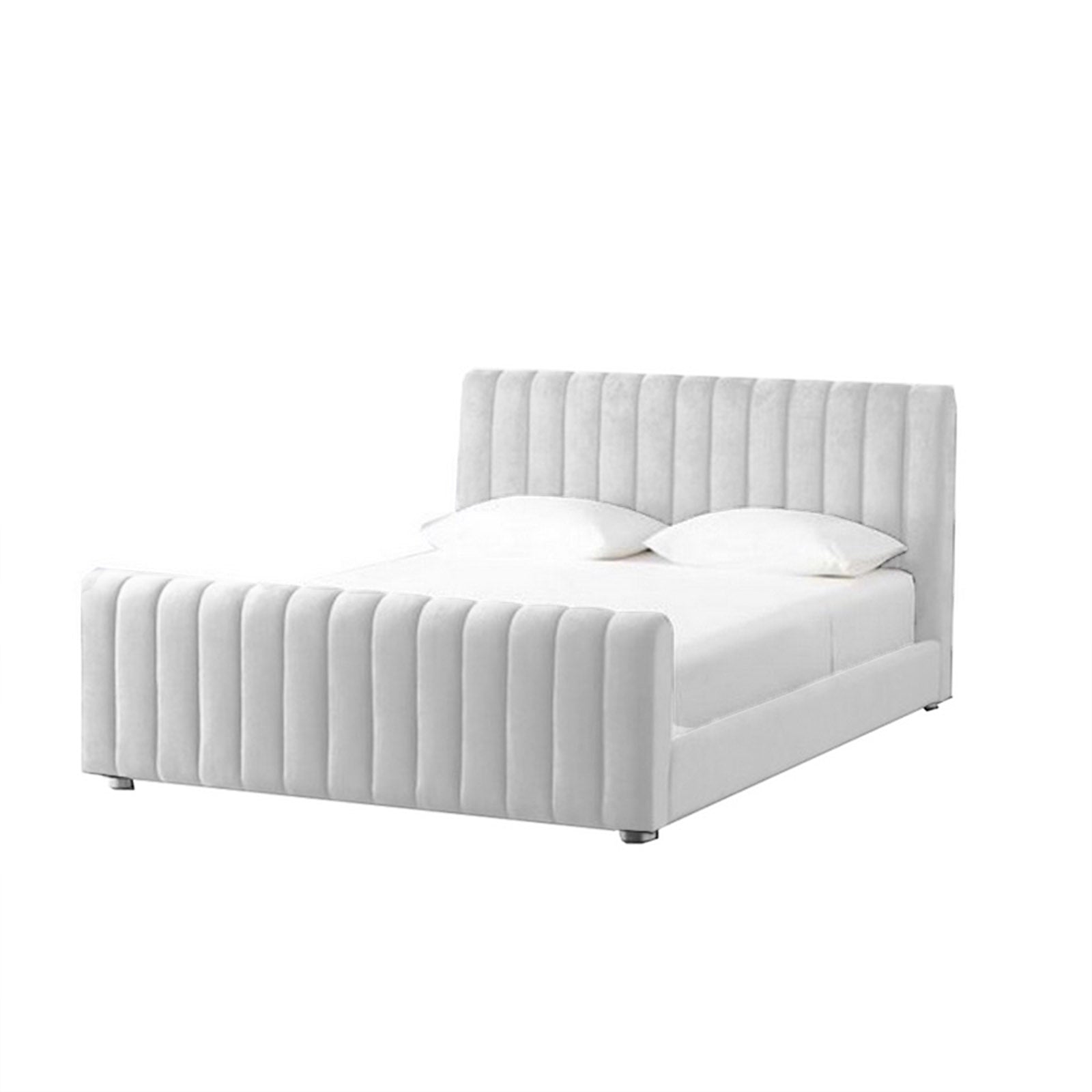 In House | Lombardia Bed Frame Velvet White 200x140