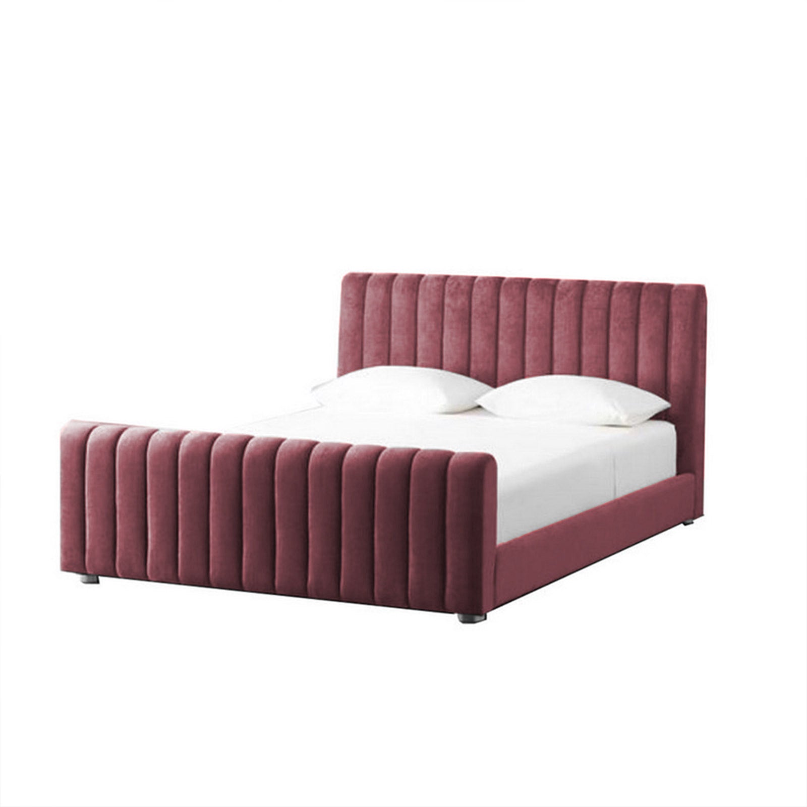In House | Lombardia Bed Frame Velvet Dark Pink 200x180