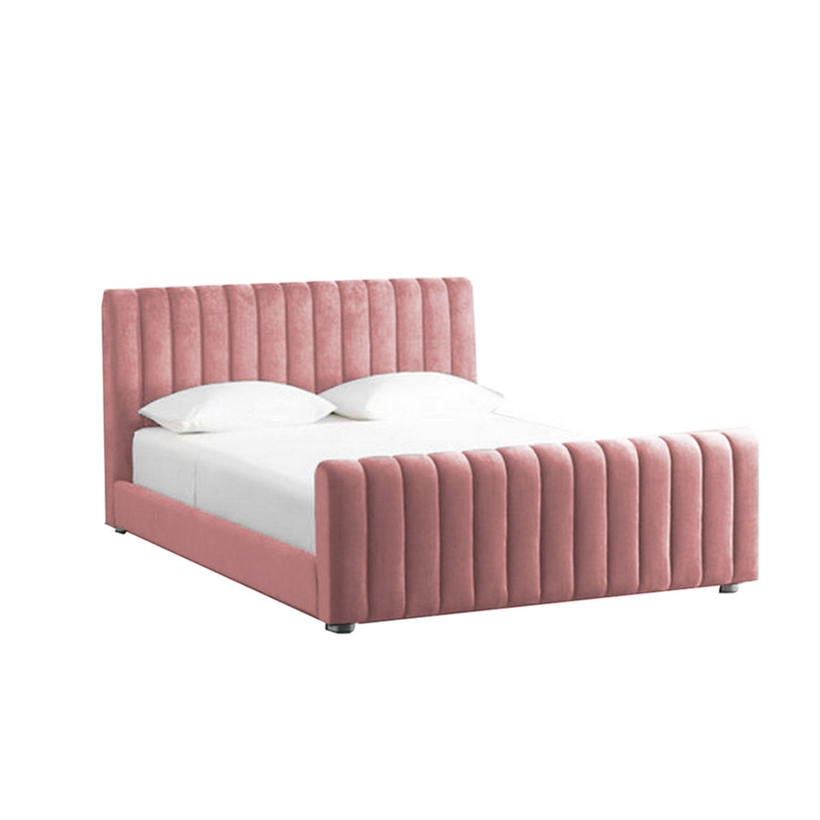 In House | Lombardia Bed Frame Velvet Light Pink 200x200