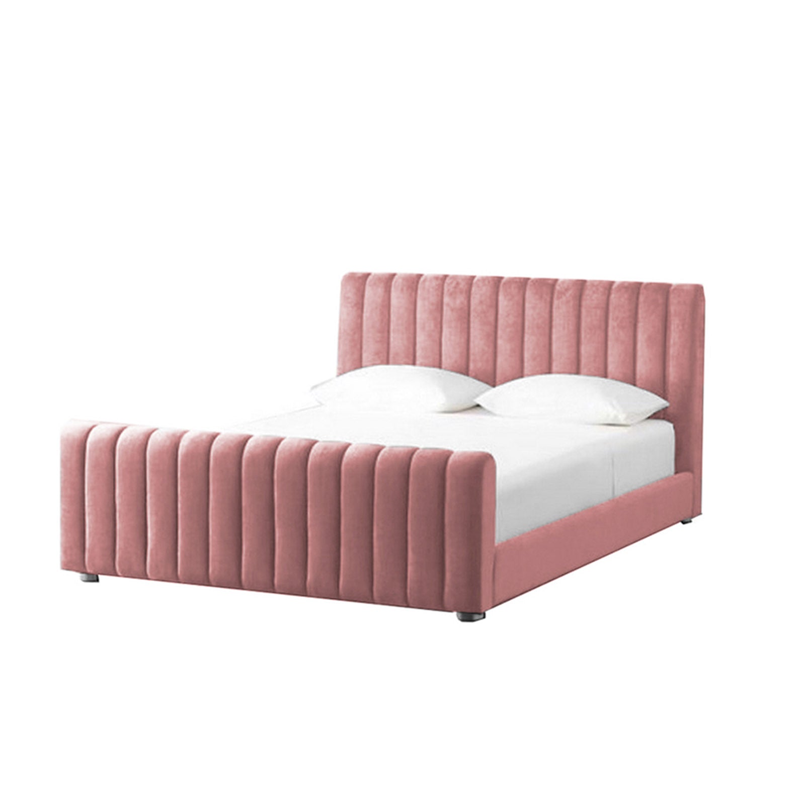 In House | Lombardia Bed Frame Velvet Light Pink 200x200