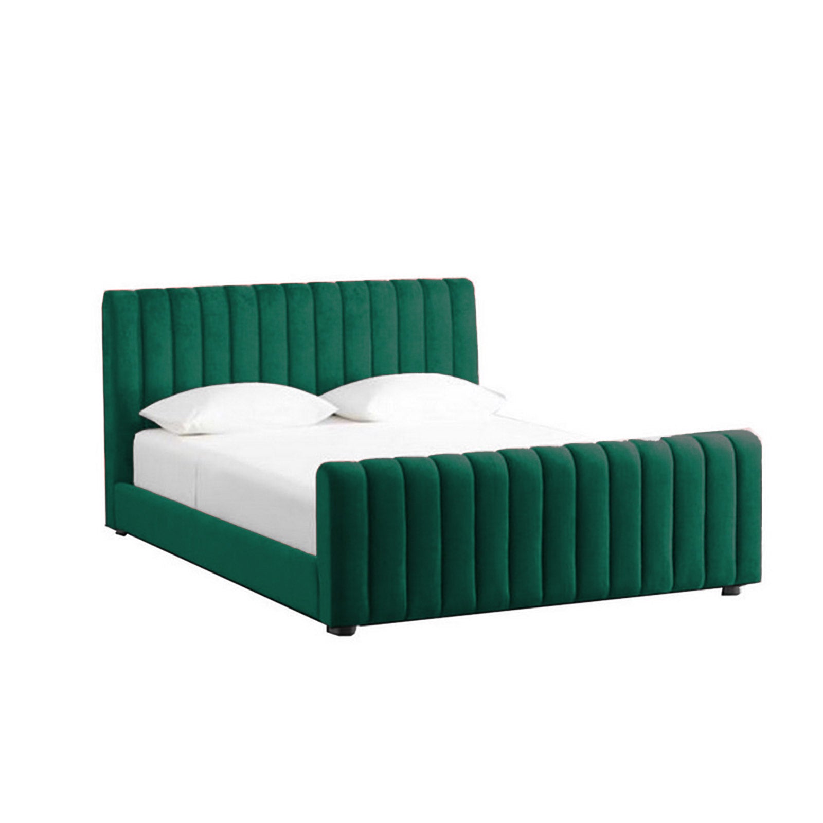 In House | Lombardia Bed Frame Velvet Dark Green 200x200