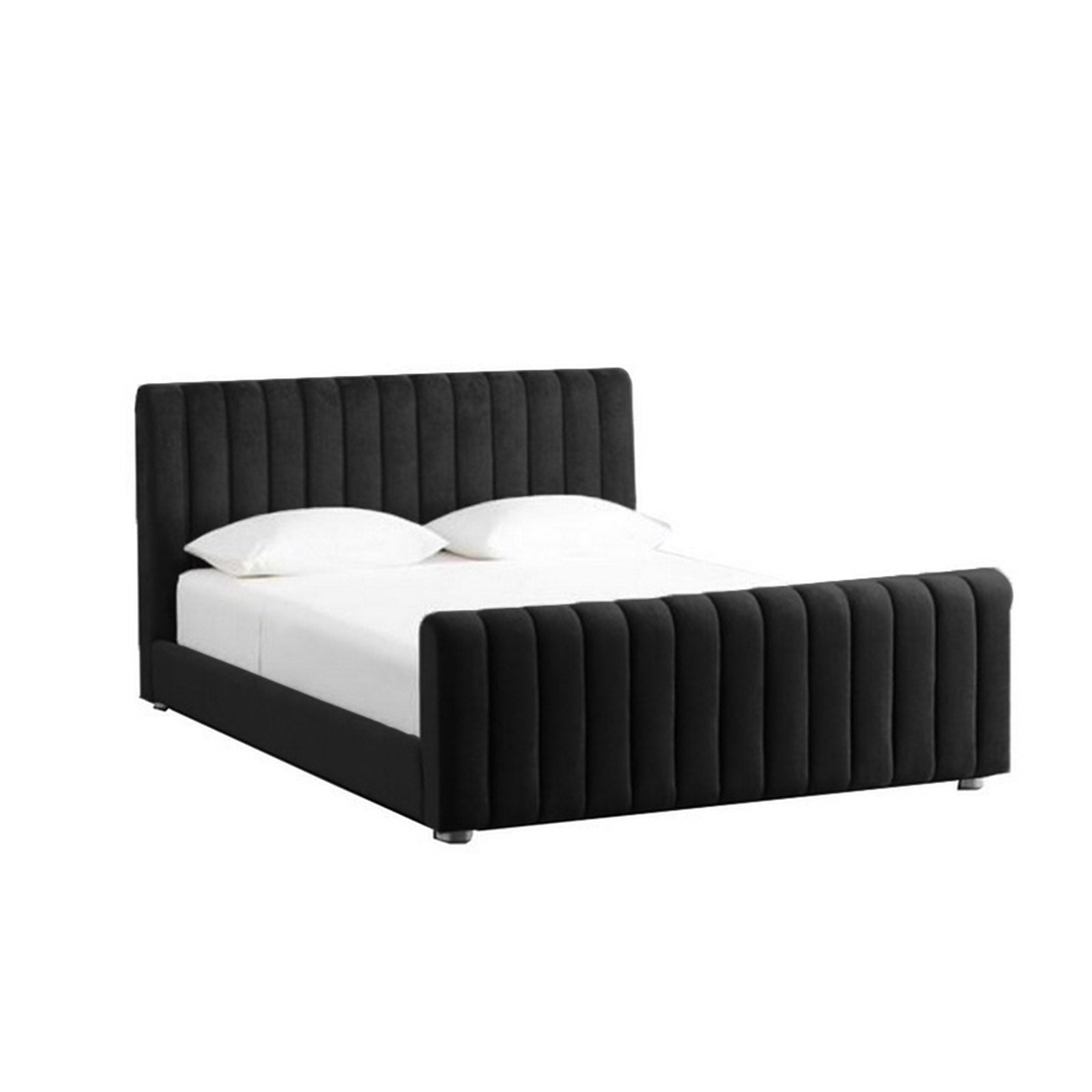 In House | Lombardia Bed Frame Velvet Black 200x160