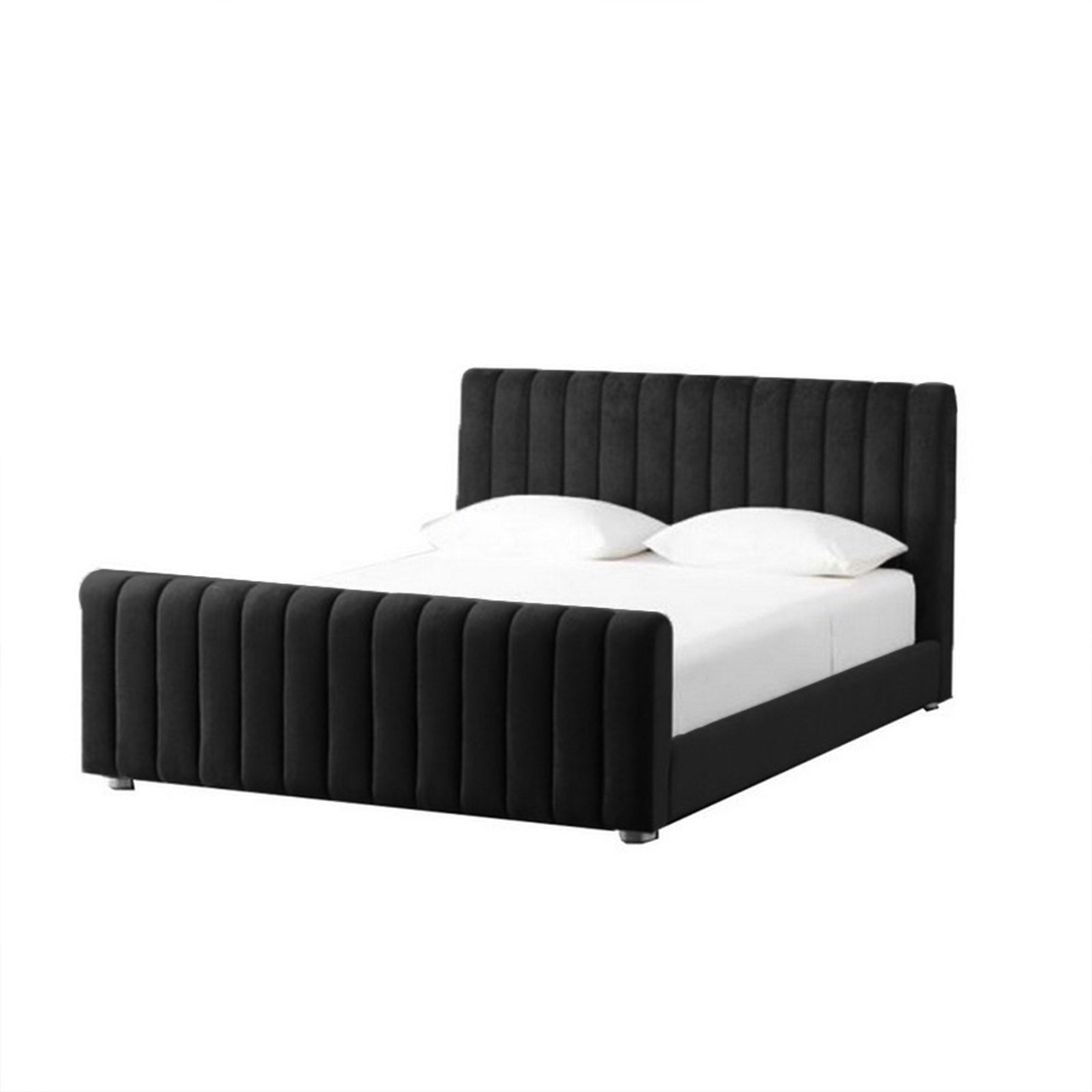 In House | Lombardia Bed Frame Velvet Black 200x160