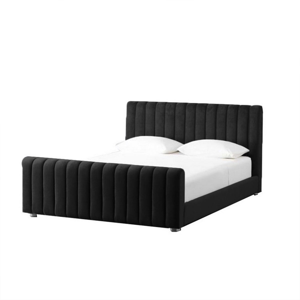 In House | Lombardia Bed Frame Velvet Black 200x200