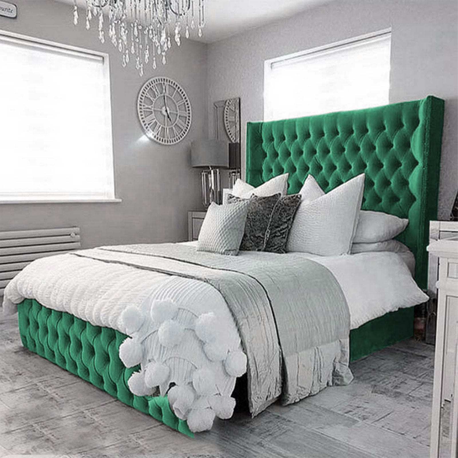 In House | Lychee Bed Frame Velvet Dark Green 200x120