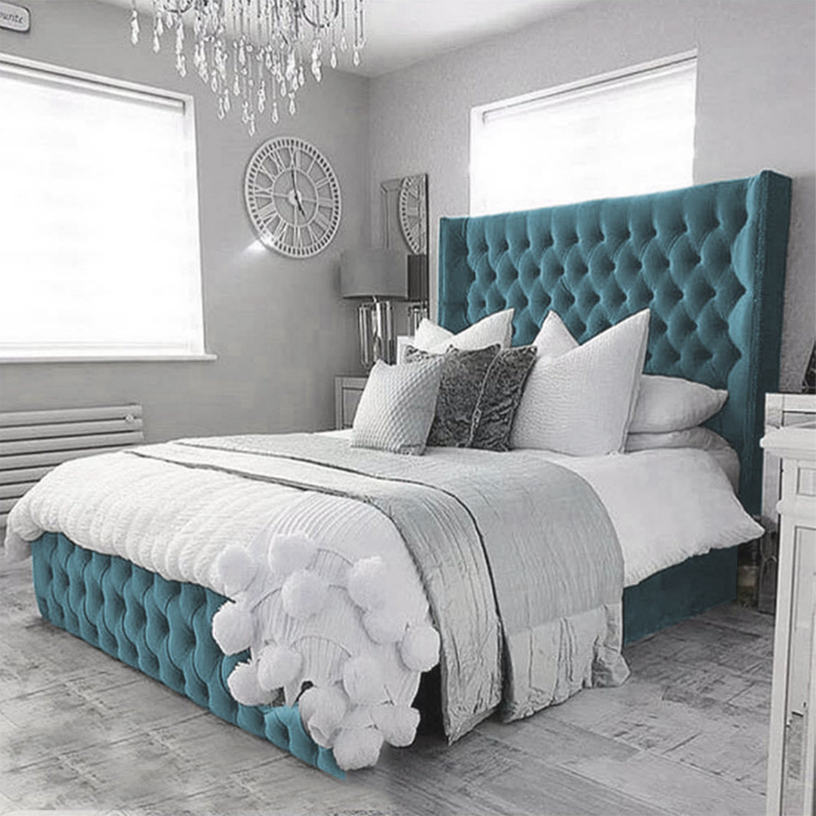In House | Lychee Bed Frame Velvet Turquoise 200x160