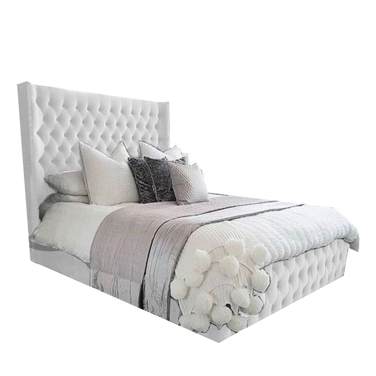 In House | Lychee Bed Frame Velvet White 200x150