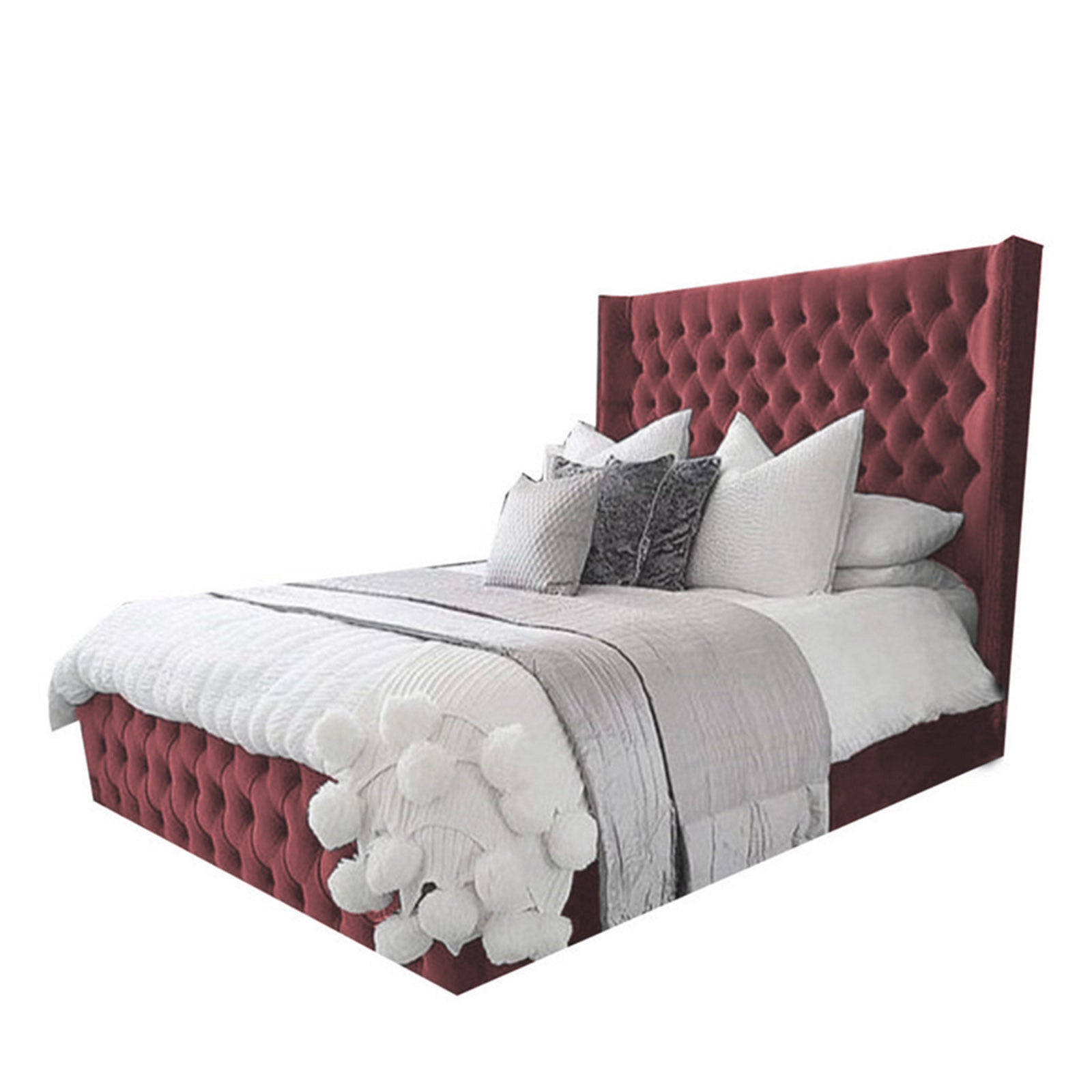 In House | Lychee Bed Frame Velvet Dark Pink 200x150