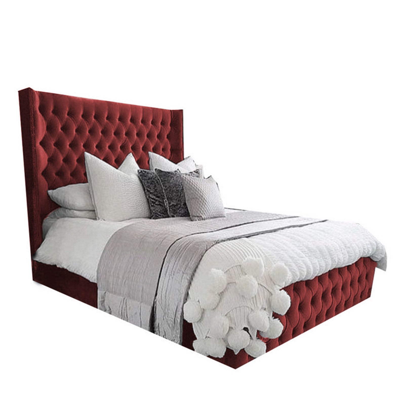 In House | Lychee Bed Frame Velvet Burgundy 200x140