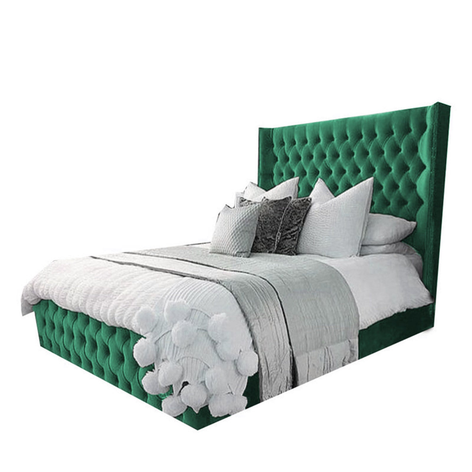 In House | Lychee Bed Frame Velvet Dark Green 200x140