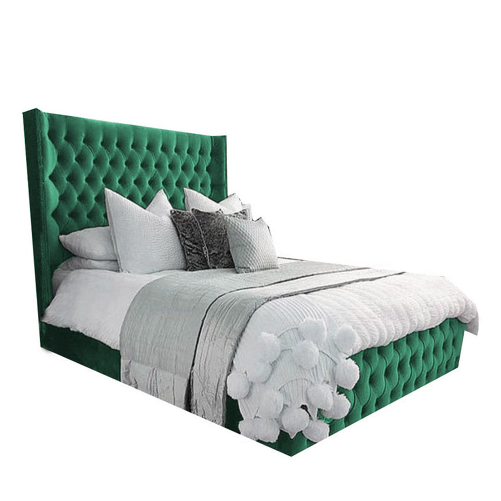 In House | Lychee Bed Frame Velvet Dark Green 200x140