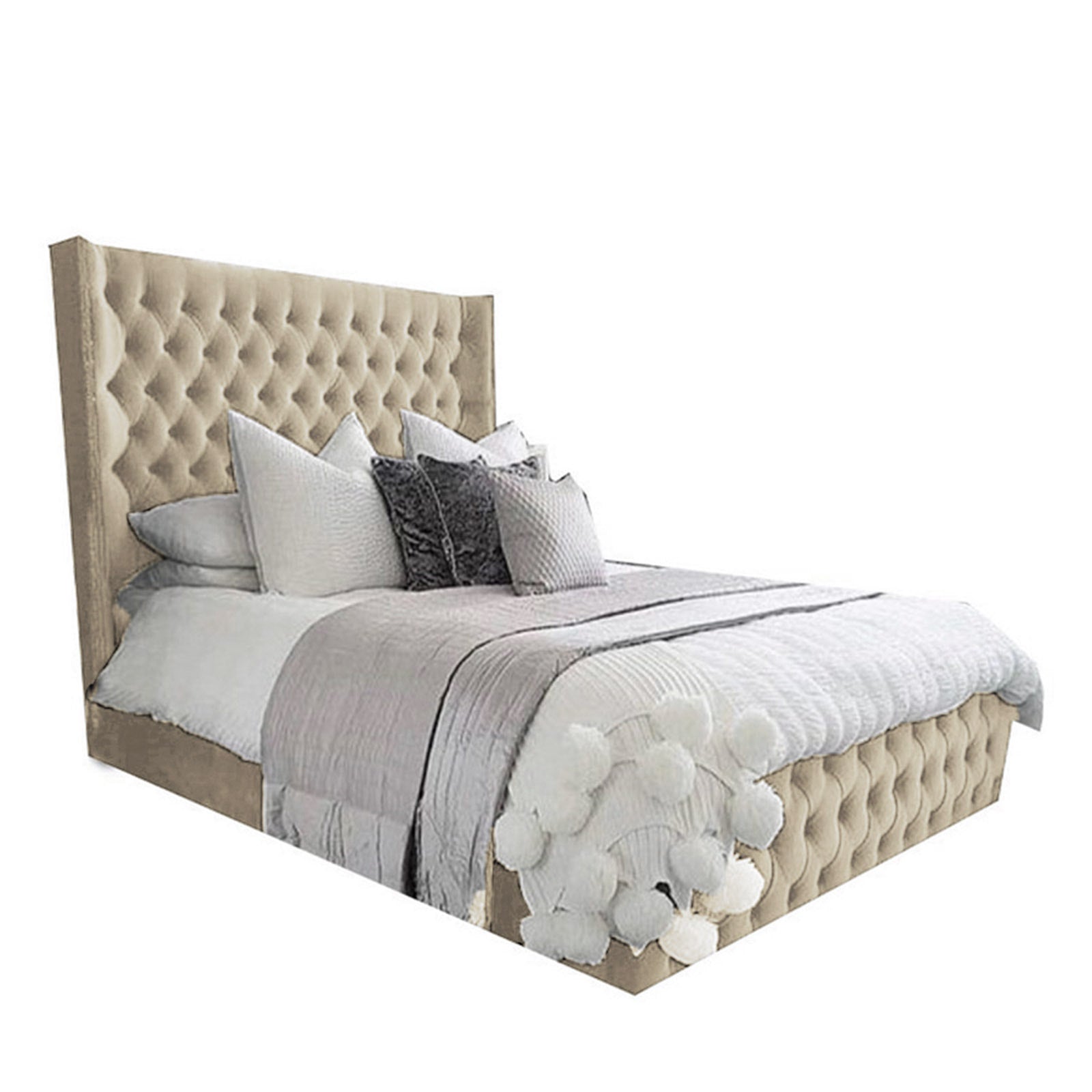 In House | Lychee Bed Frame Velvet Ivory 200x140