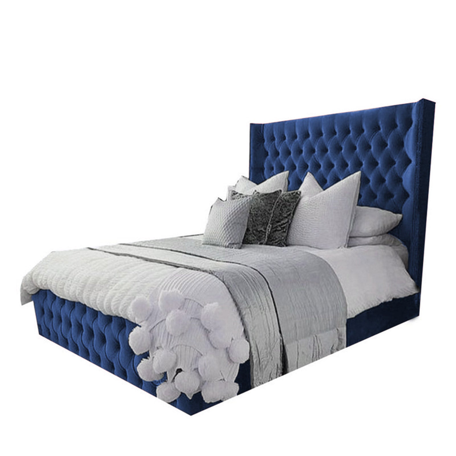 In House | Lychee Bed Frame Velvet Dark Blue 200x140