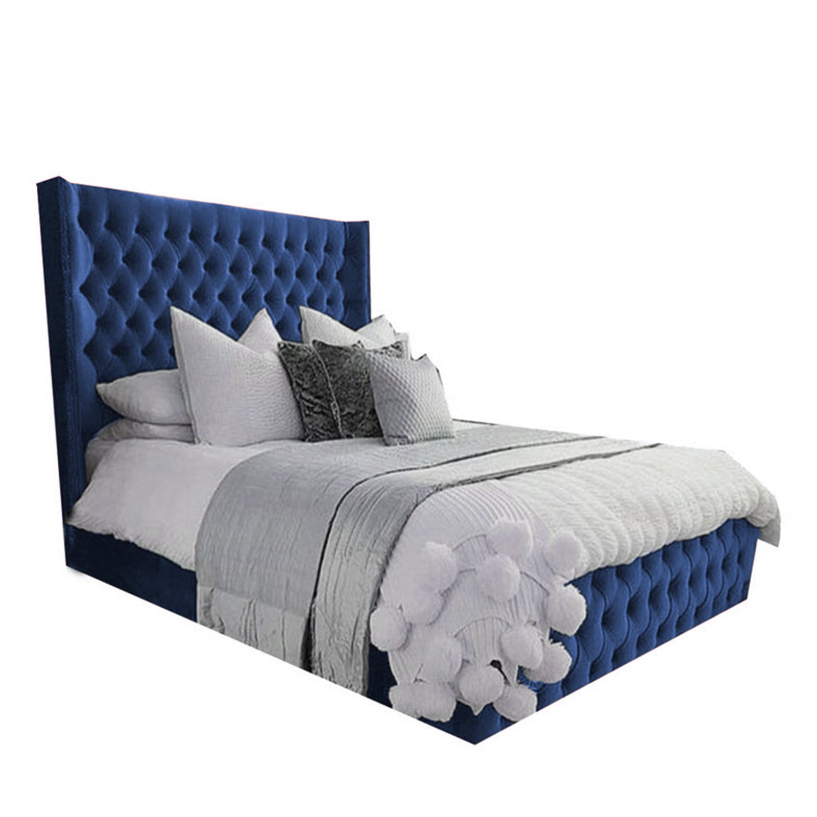 In House | Lychee Bed Frame Velvet Dark Blue 200x140