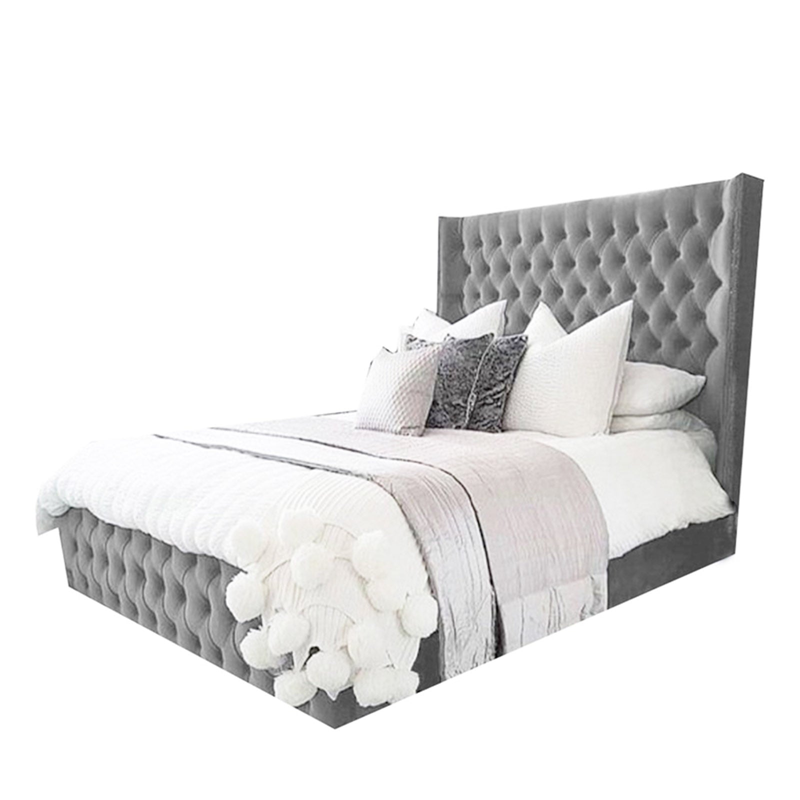 In House | Lychee Bed Frame Velvet Grey 200x150
