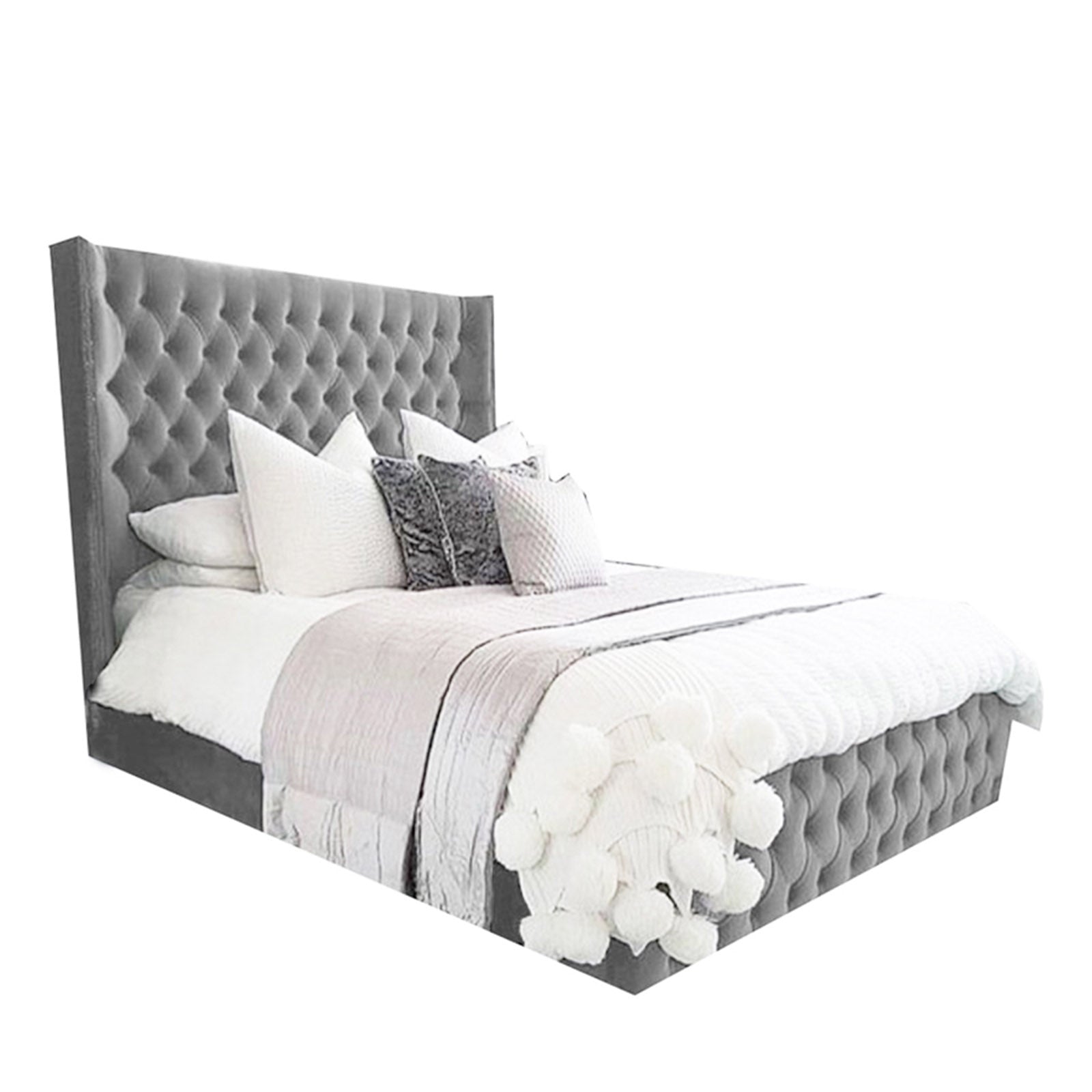 In House | Lychee Bed Frame Velvet Grey 200x140